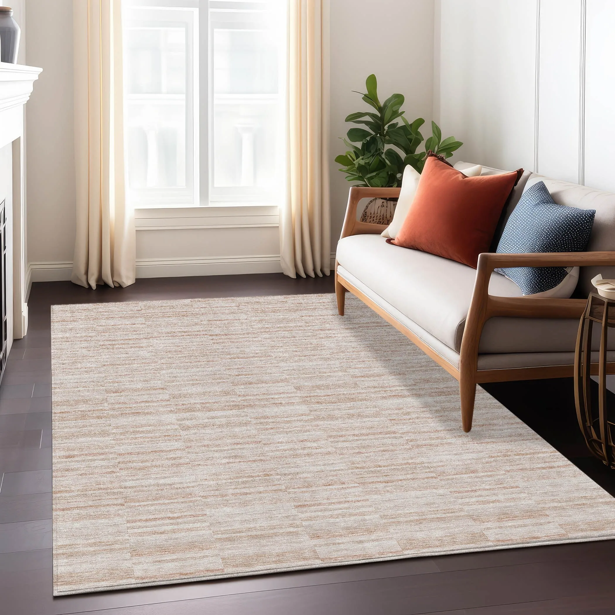 Machine Washable Indoor/ Outdoor Chantille Contemporary Blocks Rug