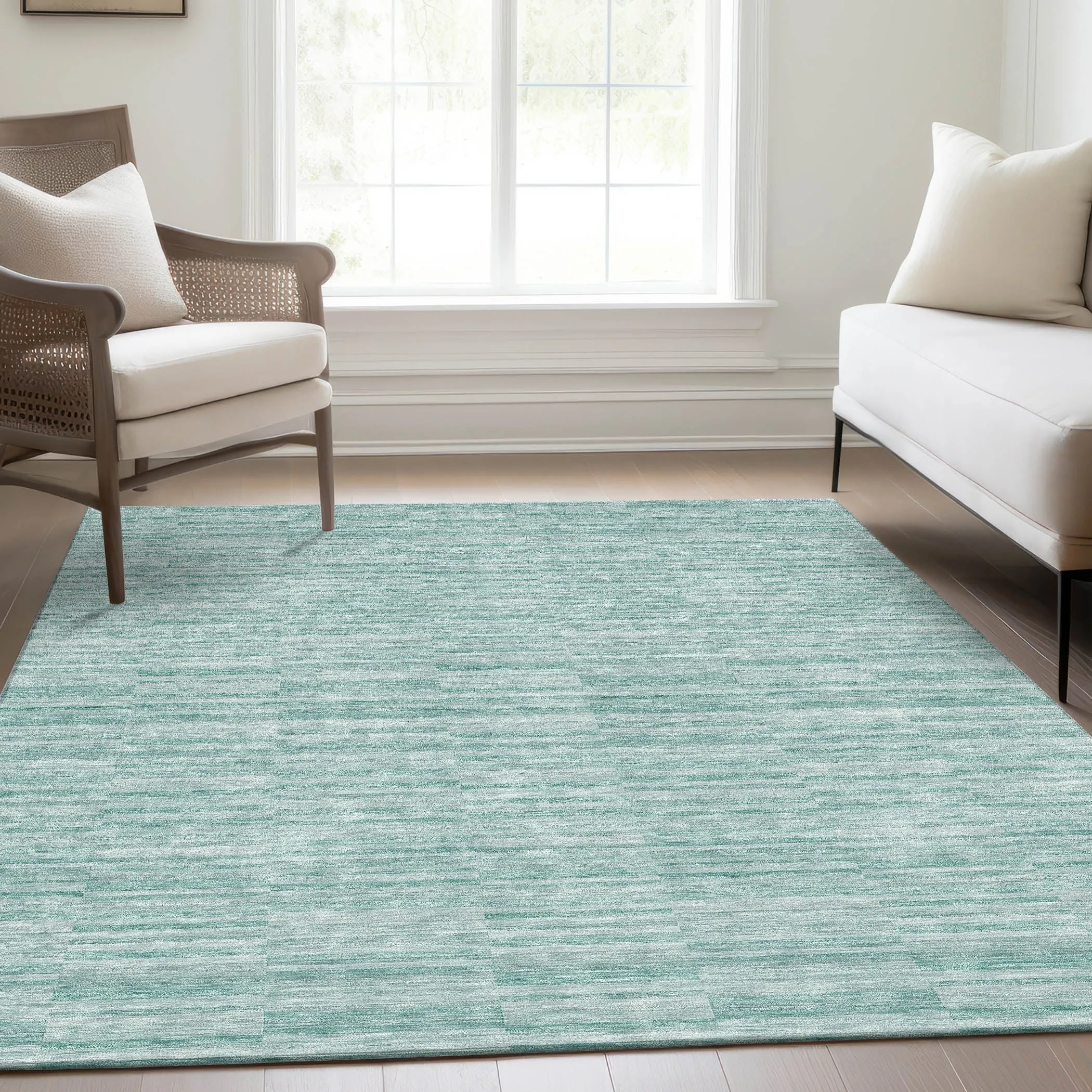Machine Washable Indoor/ Outdoor Chantille Contemporary Blocks Rug