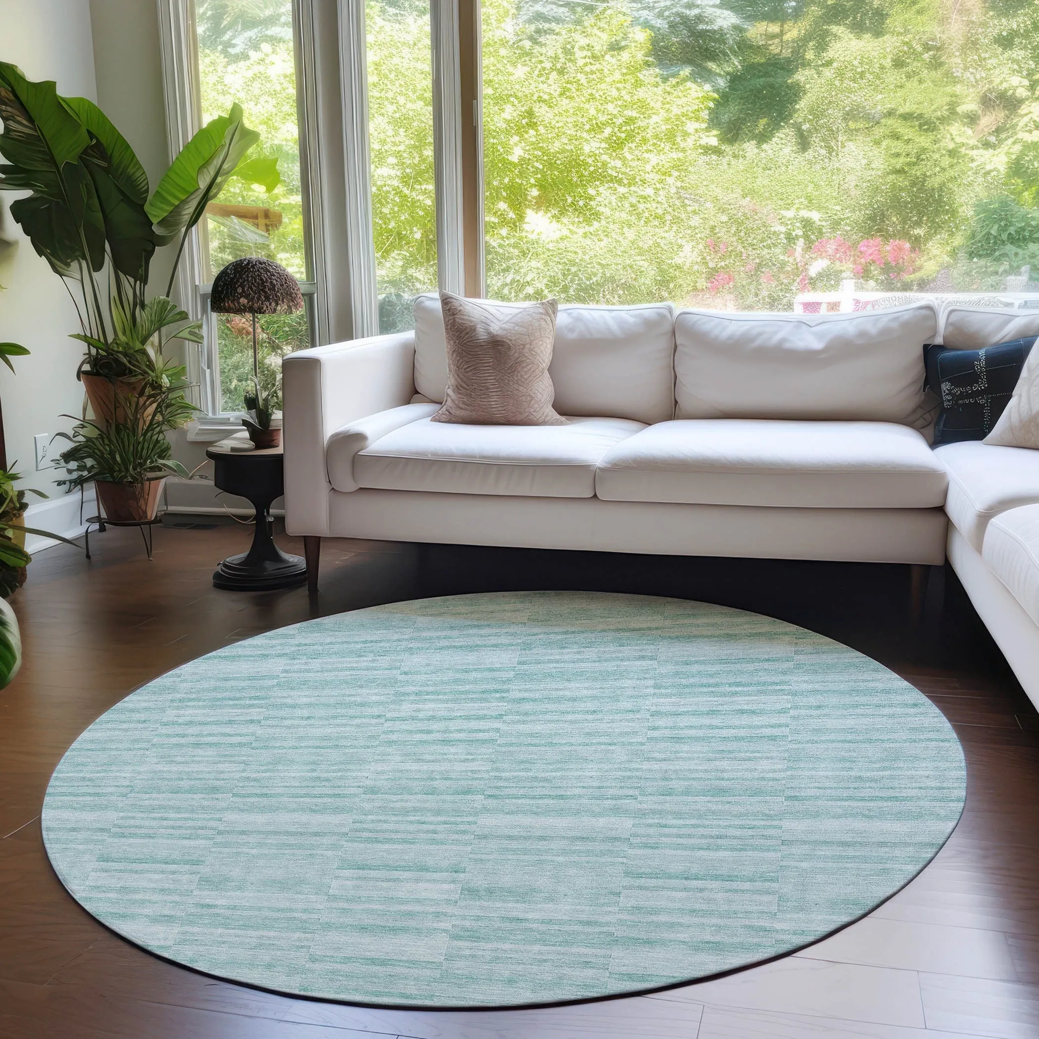 Machine Washable Indoor/ Outdoor Chantille Contemporary Blocks Rug