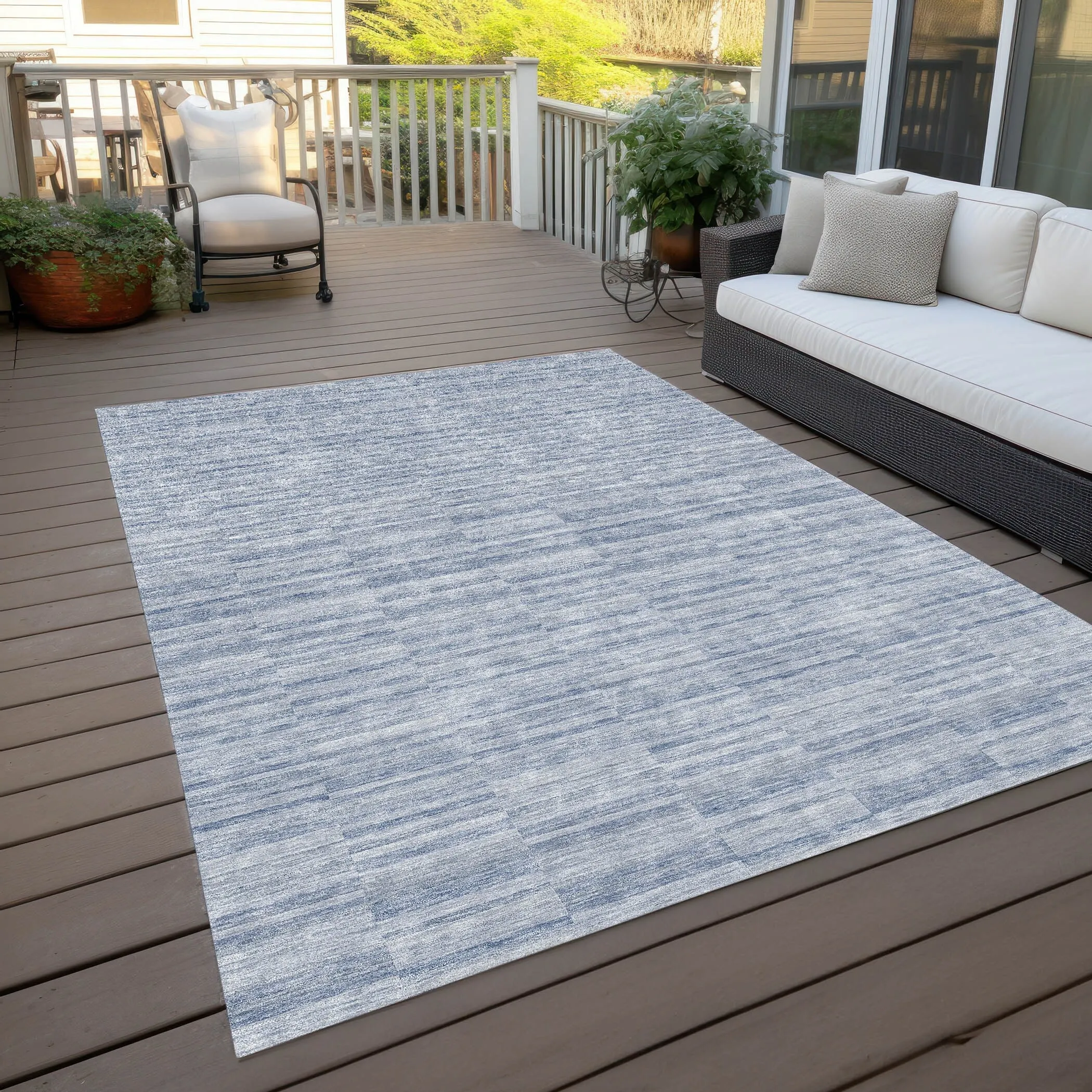 Machine Washable Indoor/ Outdoor Chantille Contemporary Blocks Rug