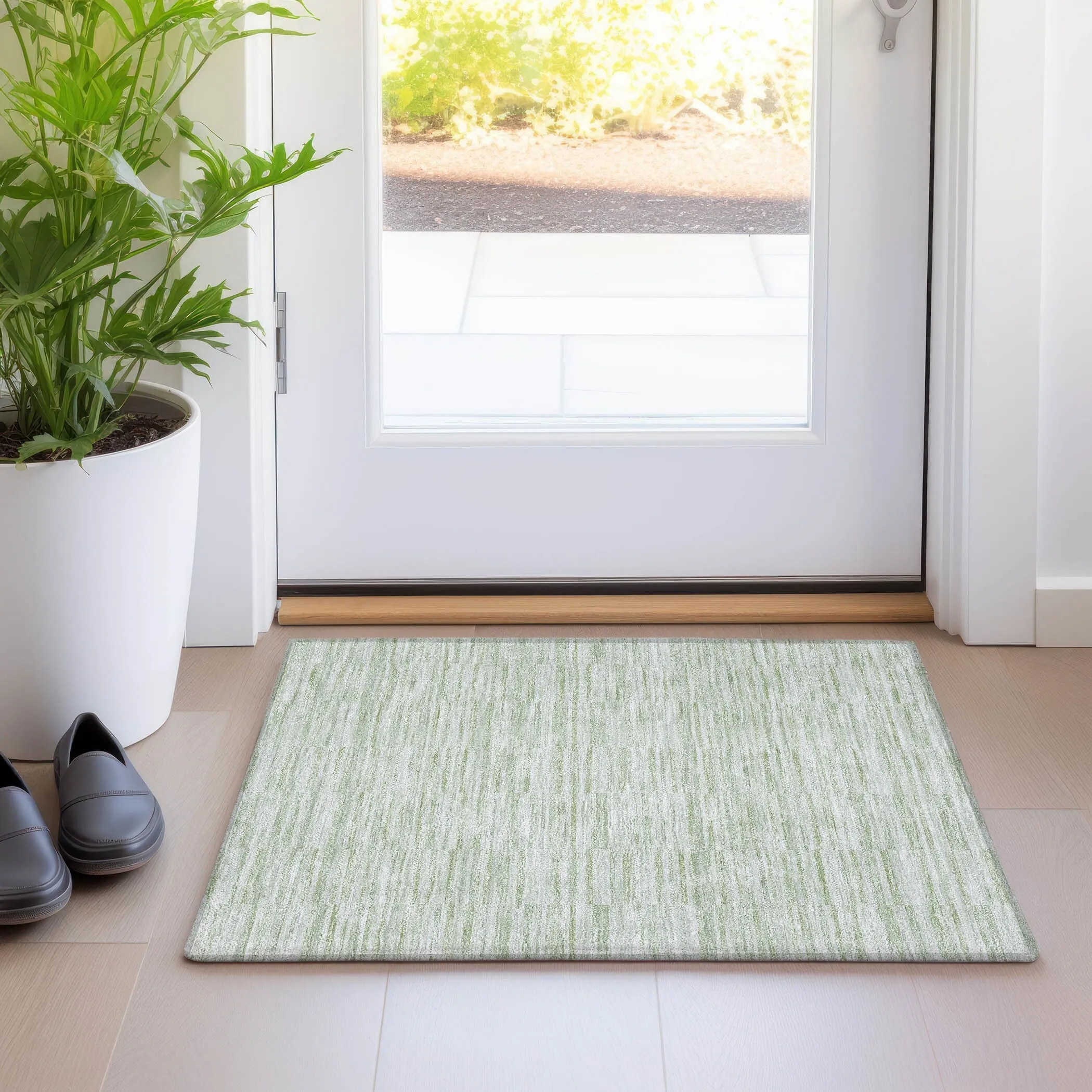Machine Washable Indoor/ Outdoor Chantille Contemporary Blocks Rug