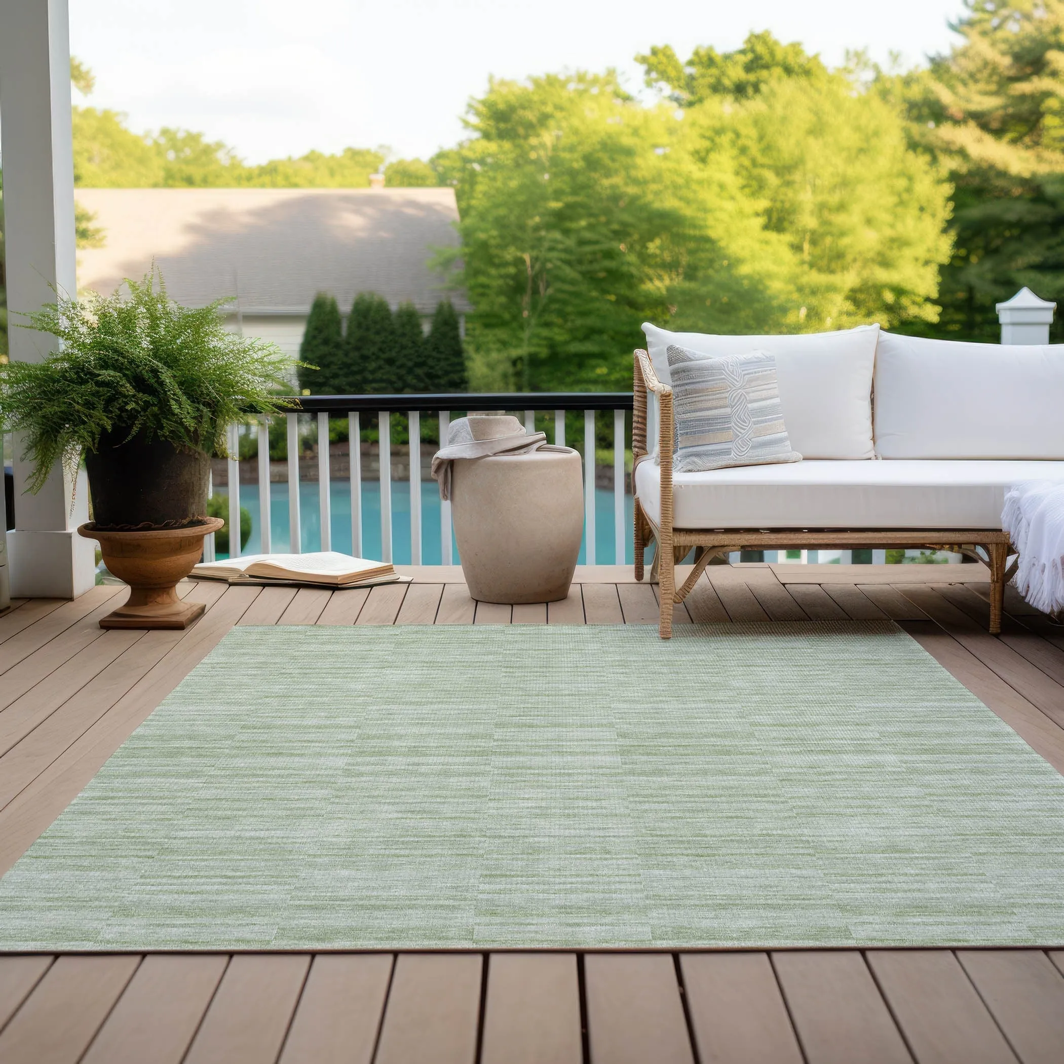 Machine Washable Indoor/ Outdoor Chantille Contemporary Blocks Rug