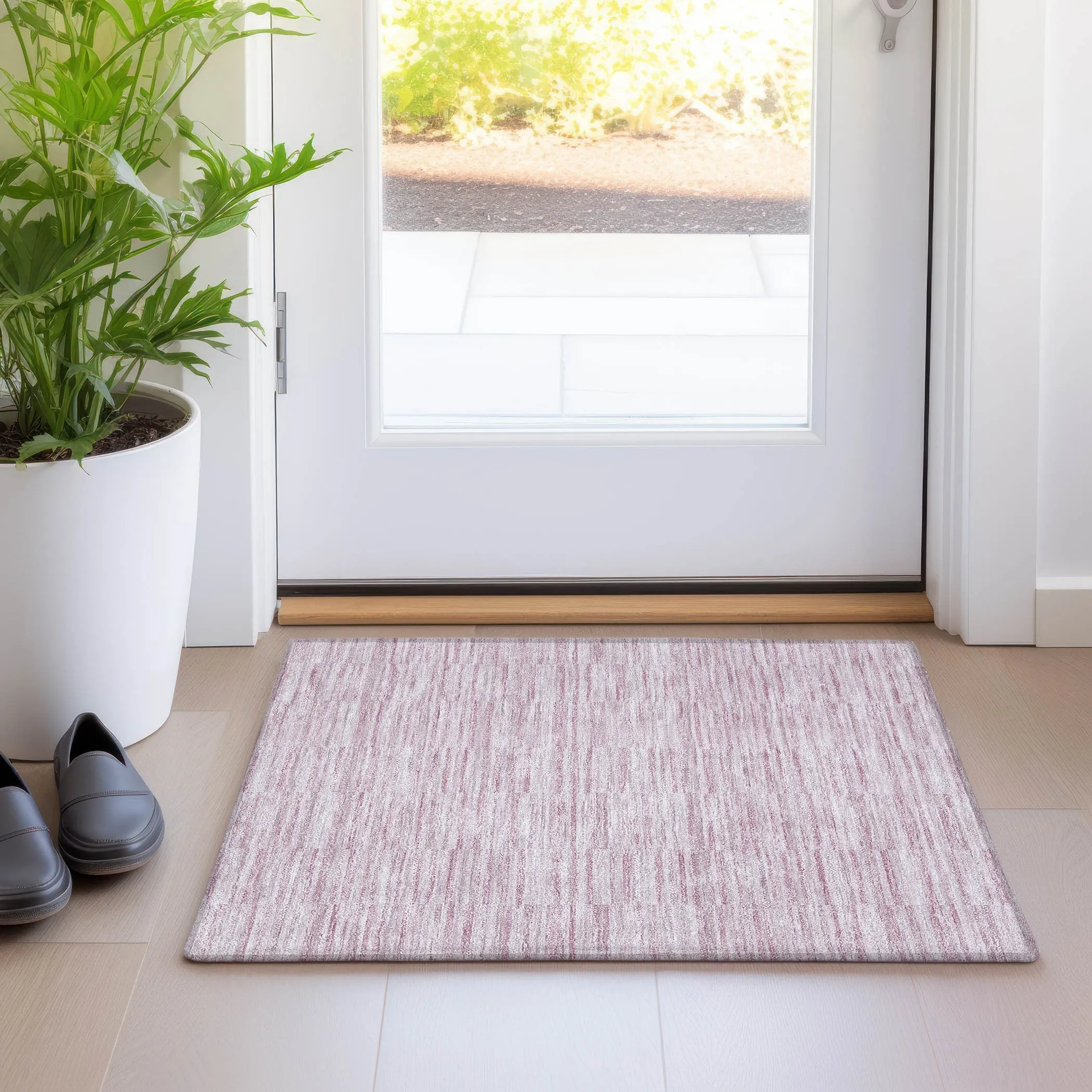 Machine Washable Indoor/ Outdoor Chantille Contemporary Blocks Rug
