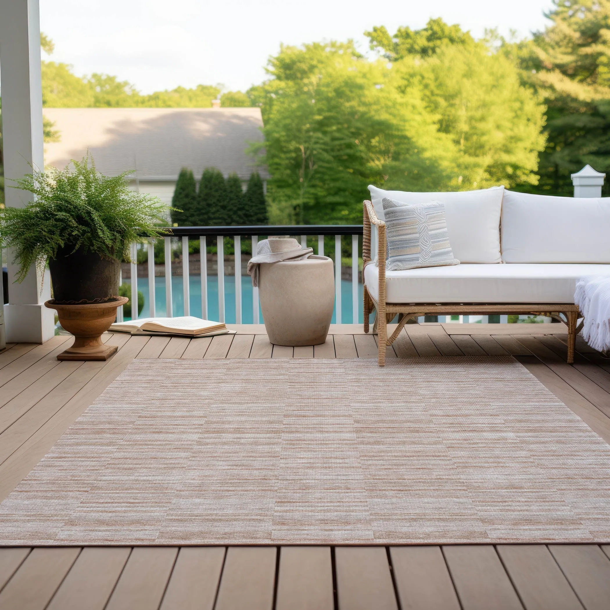 Machine Washable Indoor/ Outdoor Chantille Contemporary Blocks Rug