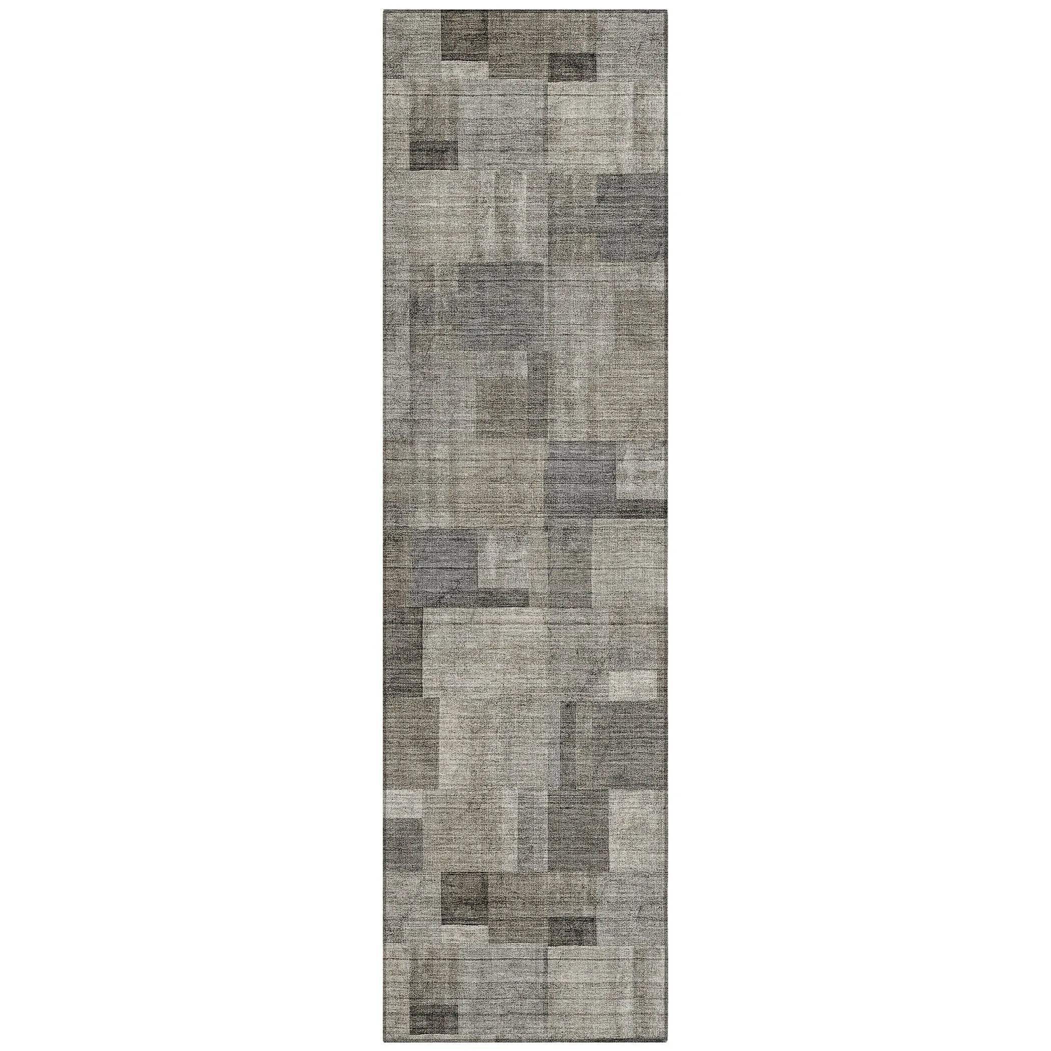 Machine Washable Indoor/ Outdoor Chantille Contemporary Blocks Rug