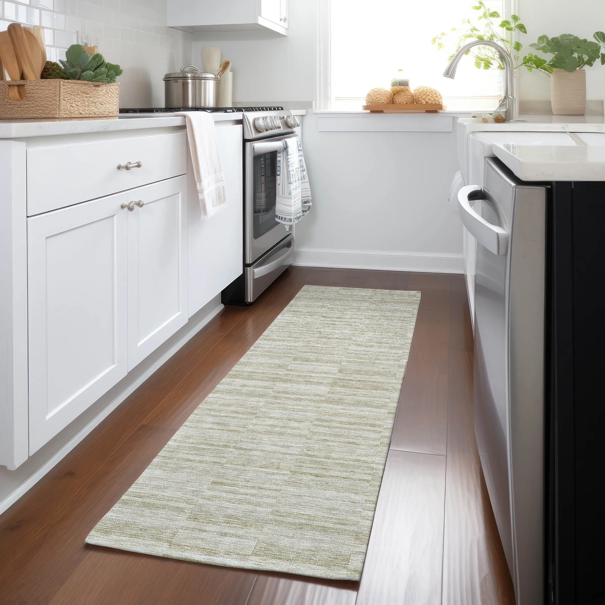 Machine Washable Indoor/ Outdoor Chantille Contemporary Blocks Rug