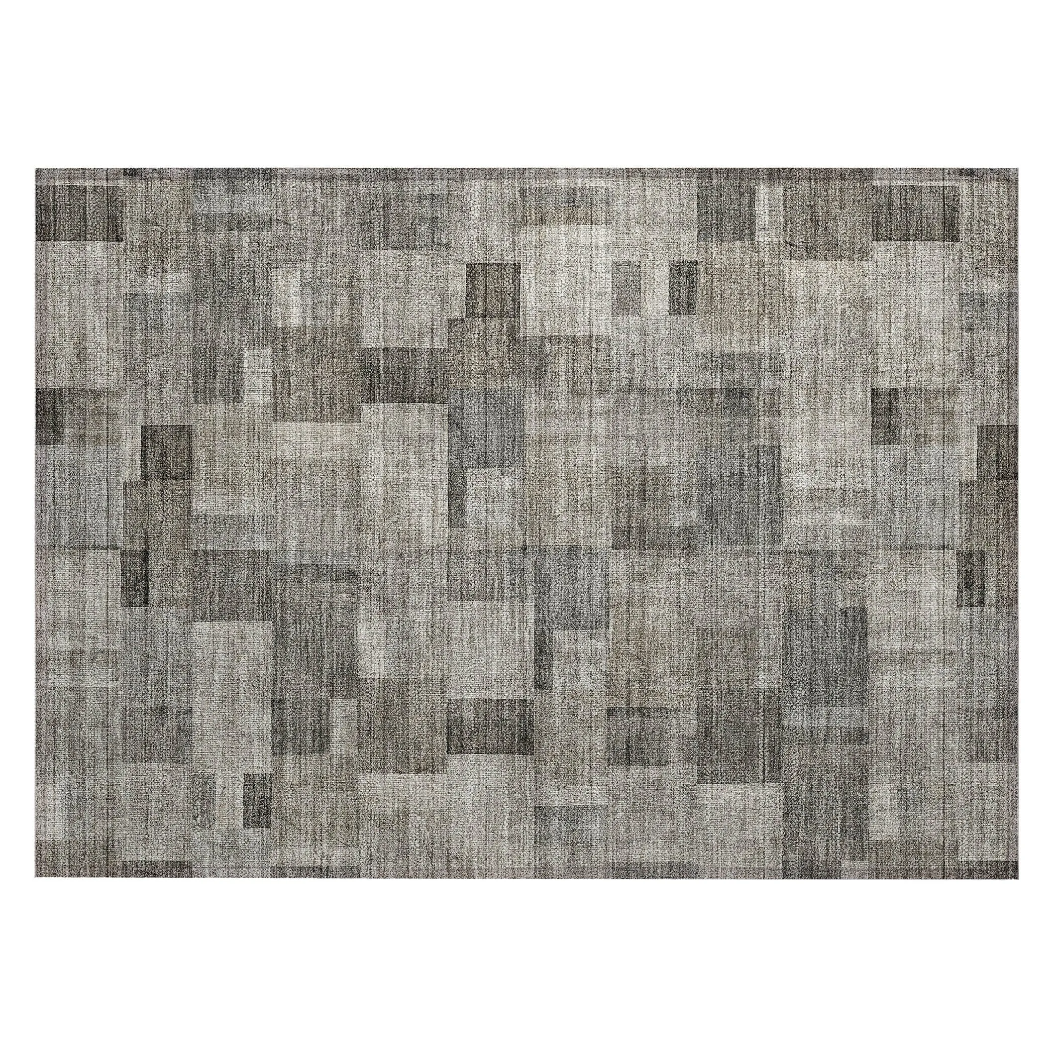 Machine Washable Indoor/ Outdoor Chantille Contemporary Blocks Rug