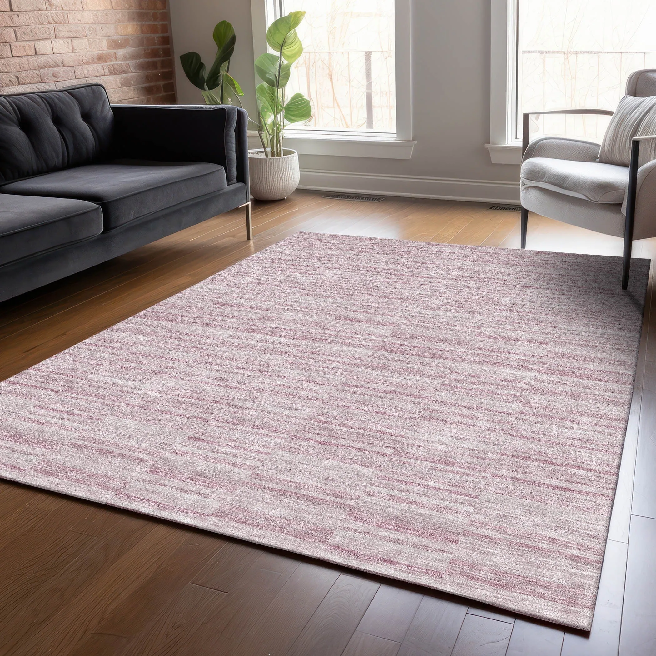 Machine Washable Indoor/ Outdoor Chantille Contemporary Blocks Rug