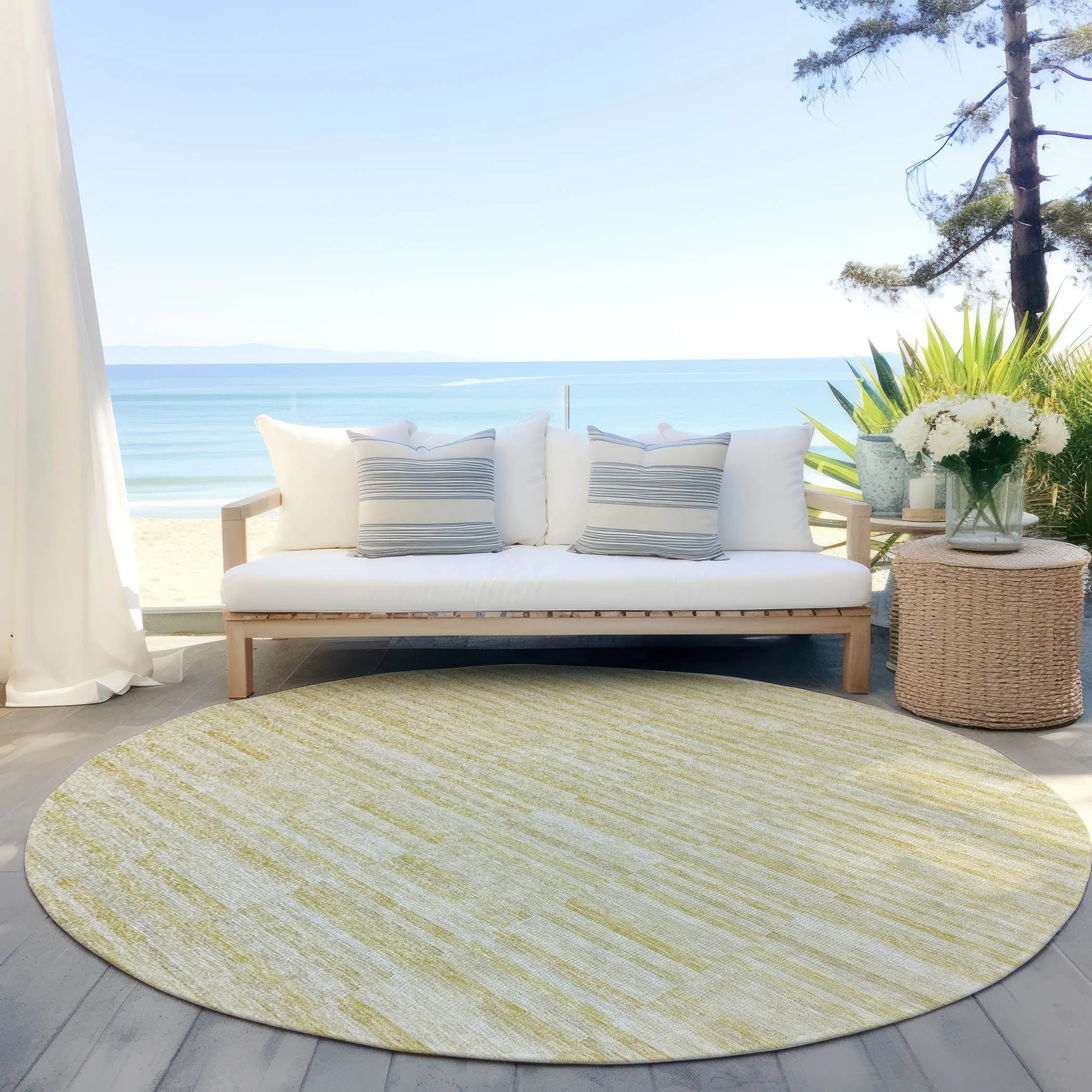 Machine Washable Indoor/ Outdoor Chantille Contemporary Blocks Rug