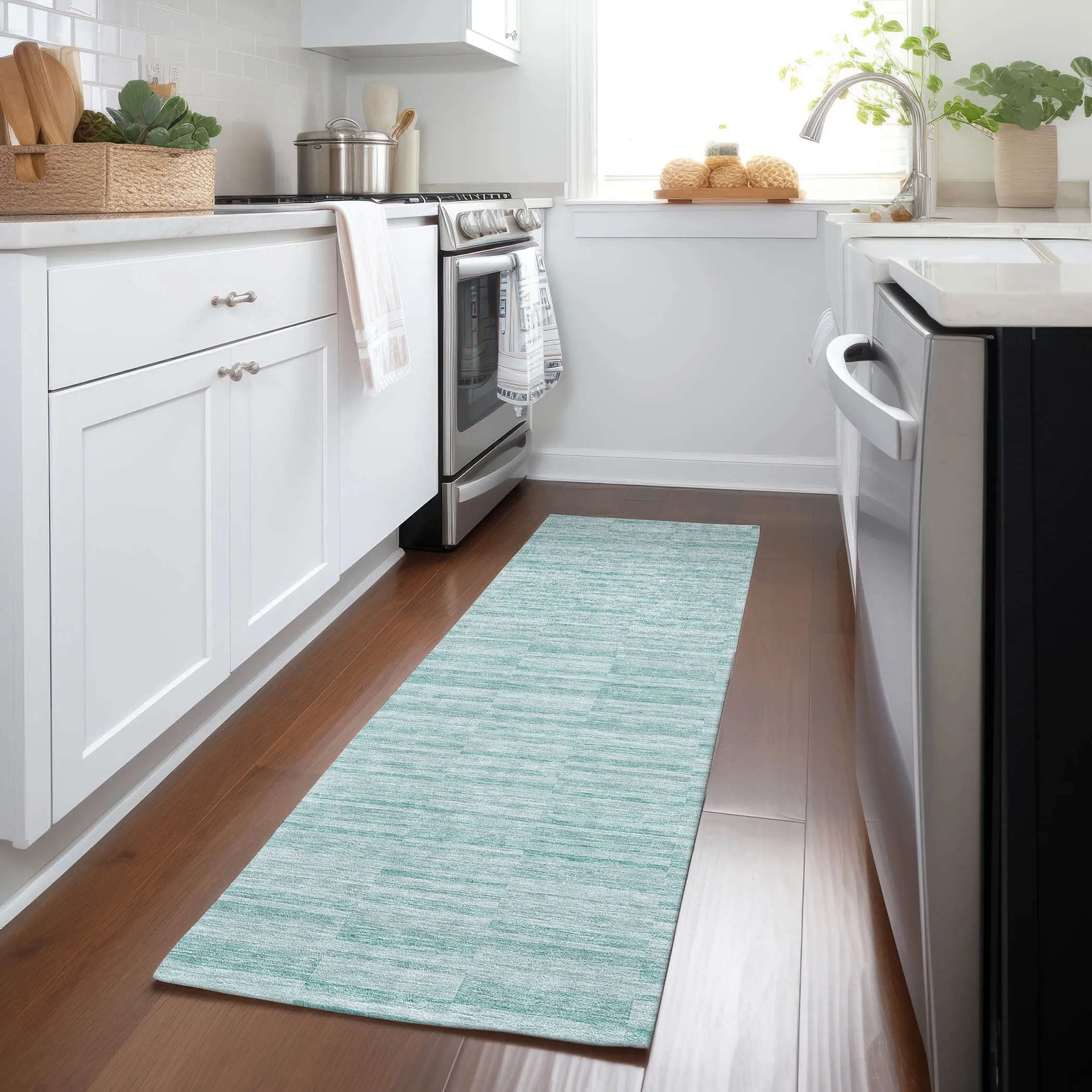 Machine Washable Indoor/ Outdoor Chantille Contemporary Blocks Rug