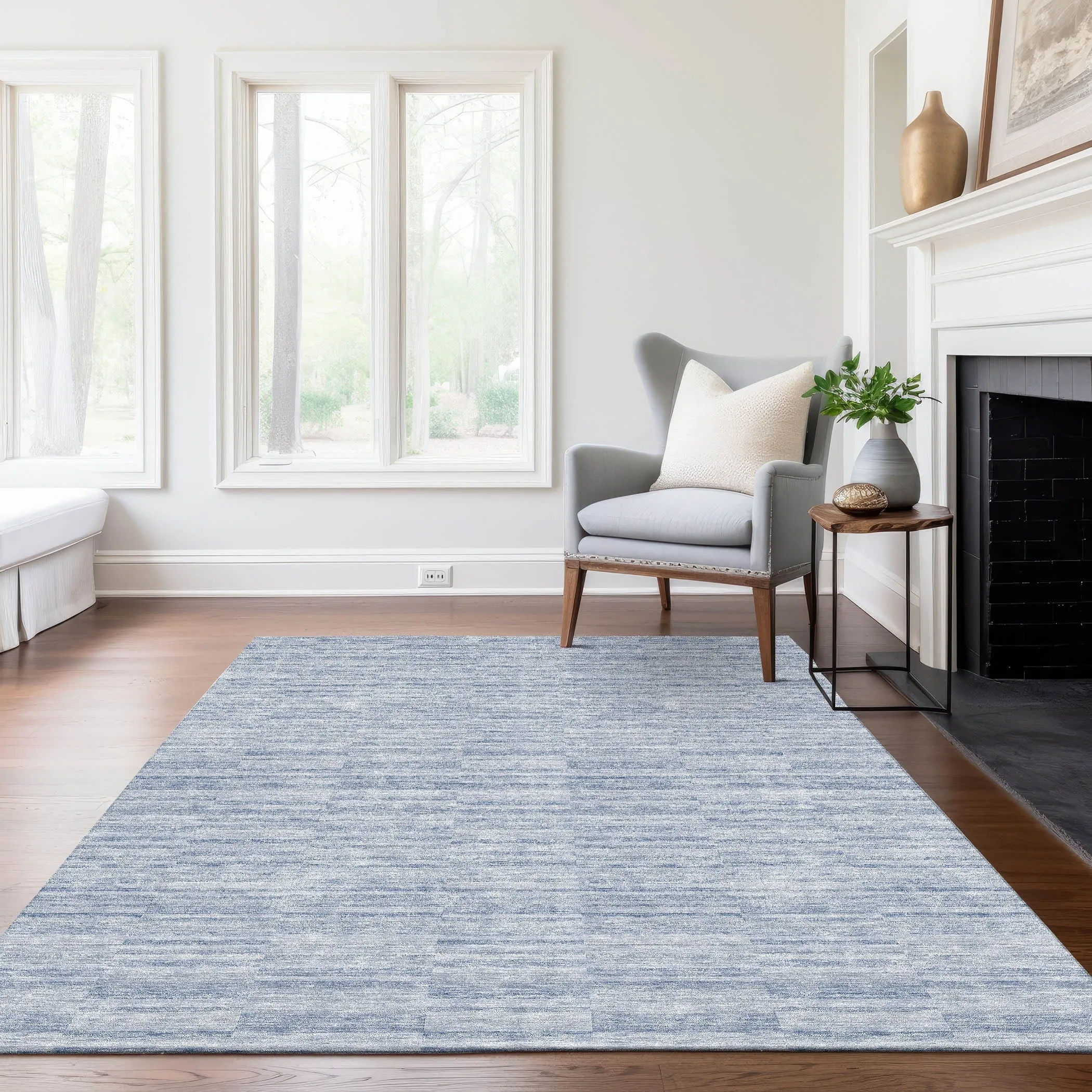 Machine Washable Indoor/ Outdoor Chantille Contemporary Blocks Rug