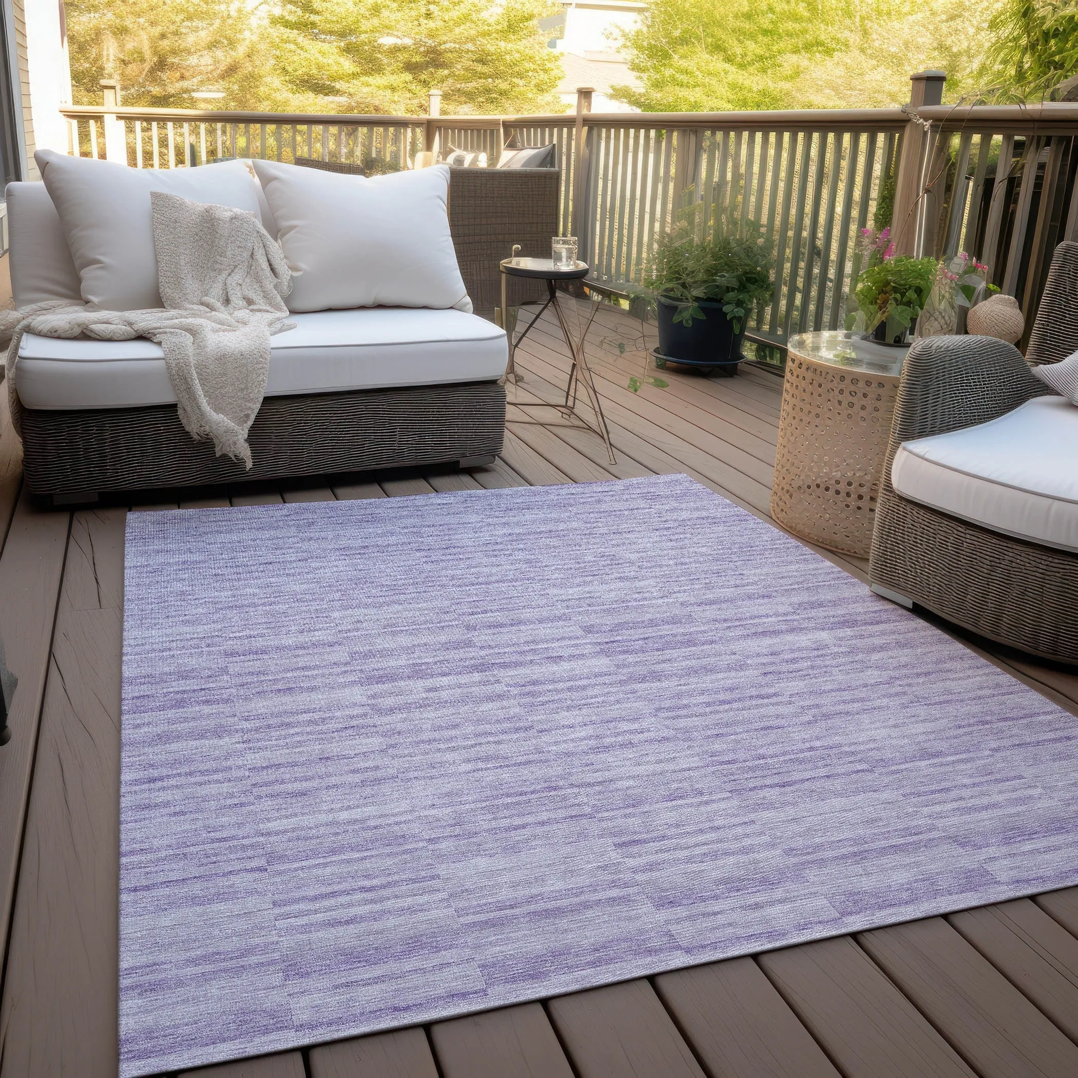 Machine Washable Indoor/ Outdoor Chantille Contemporary Blocks Rug