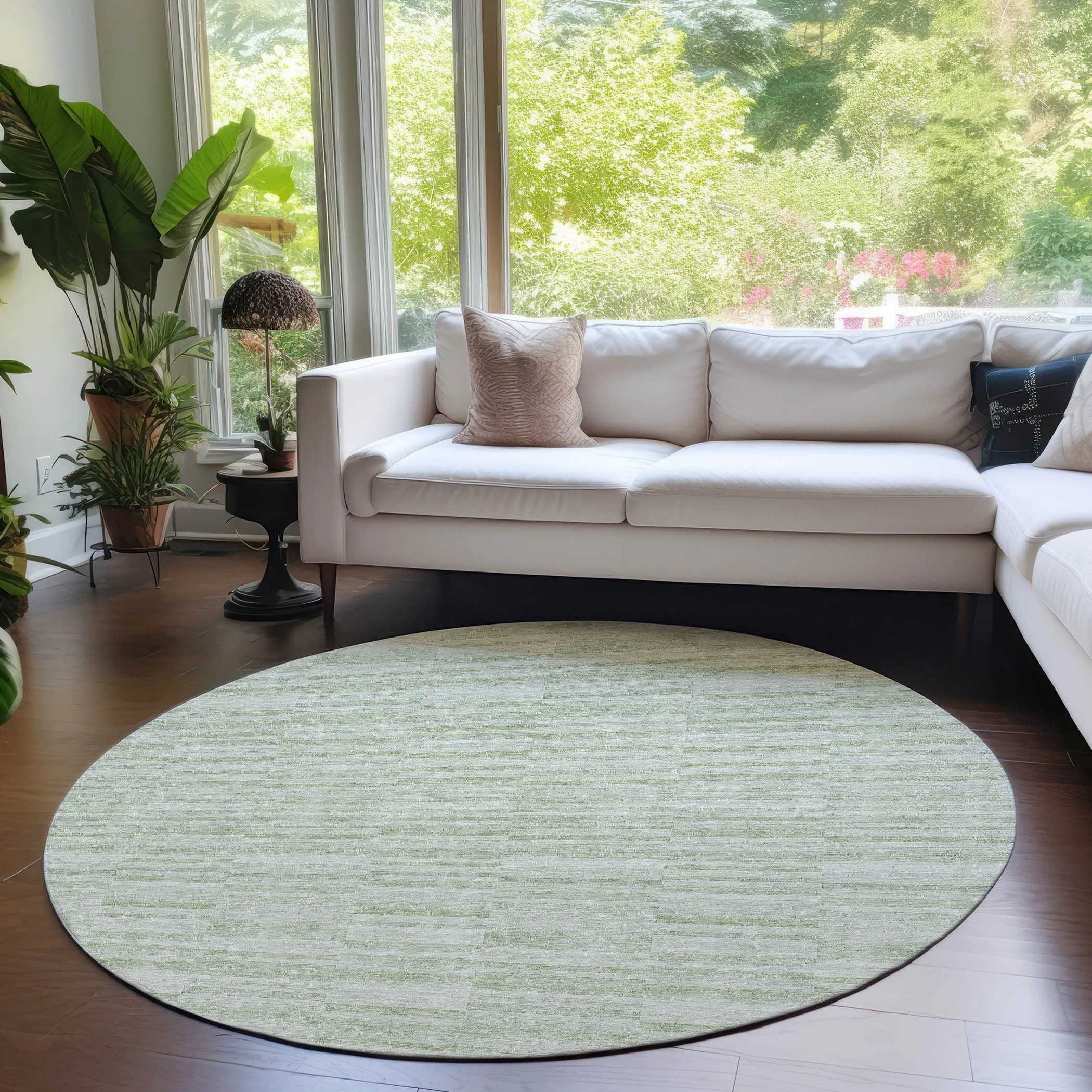 Machine Washable Indoor/ Outdoor Chantille Contemporary Blocks Rug