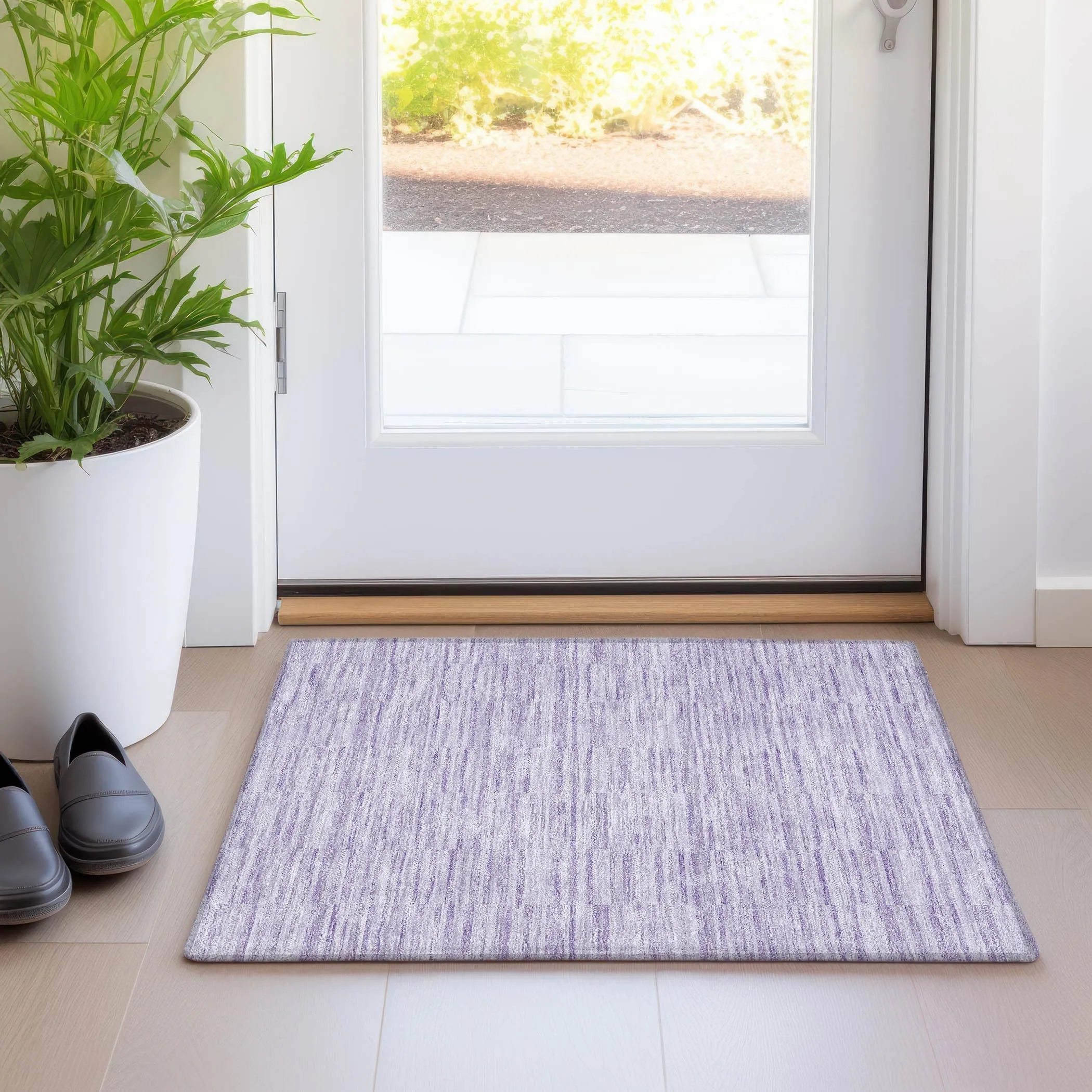 Machine Washable Indoor/ Outdoor Chantille Contemporary Blocks Rug