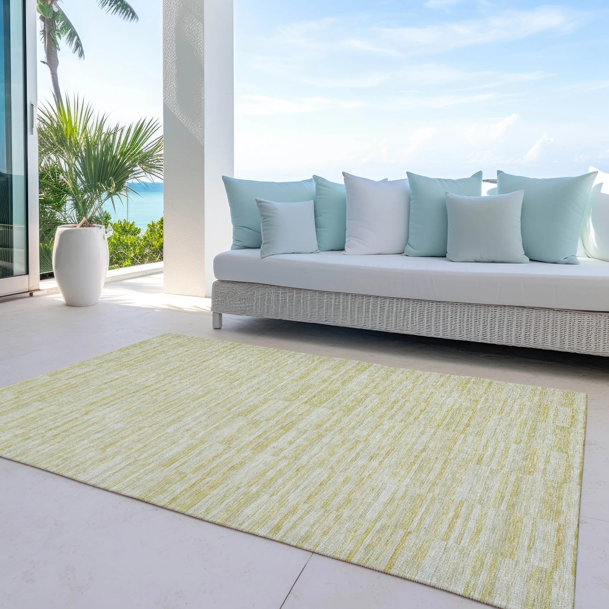 Machine Washable Indoor/ Outdoor Chantille Contemporary Blocks Rug