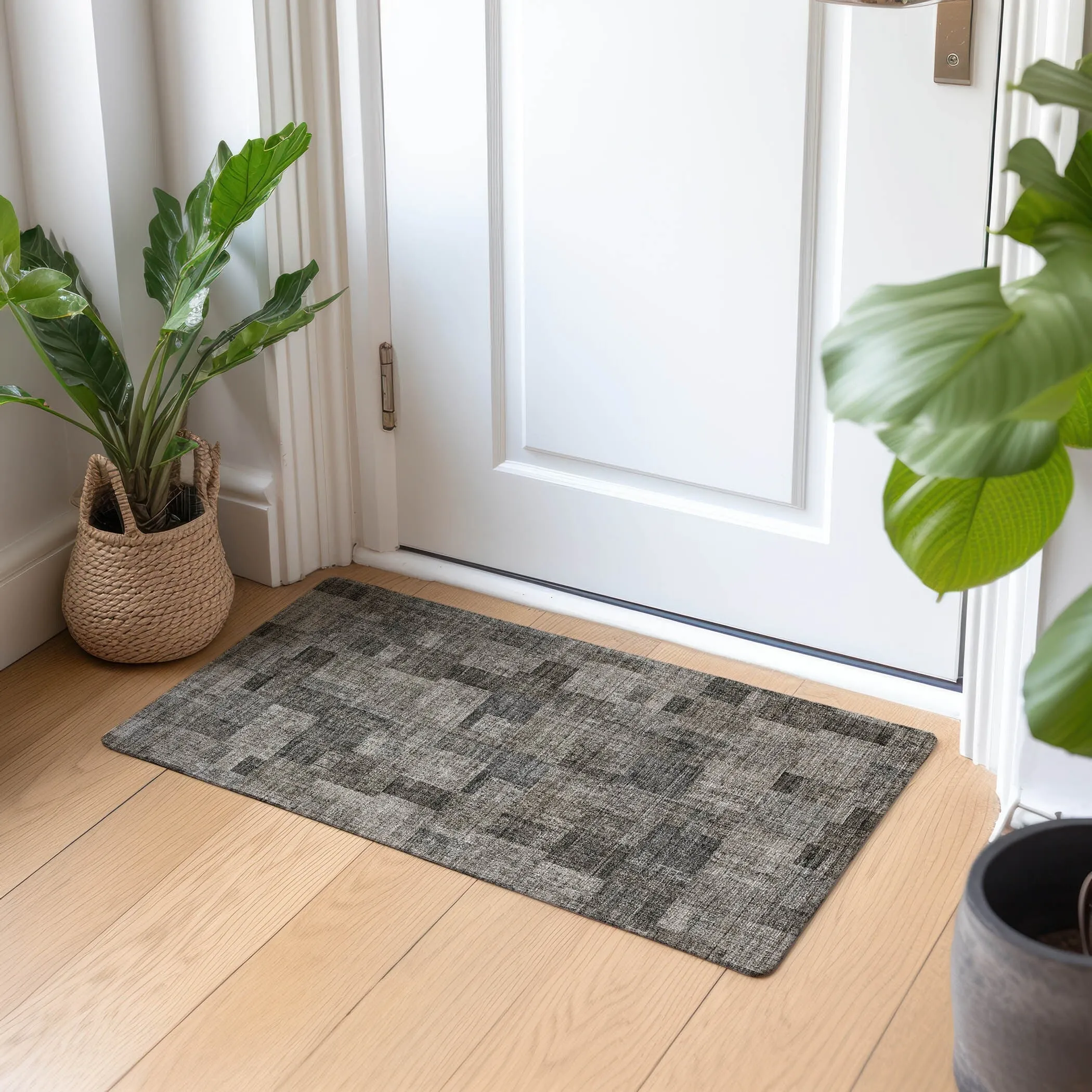 Machine Washable Indoor/ Outdoor Chantille Contemporary Blocks Rug