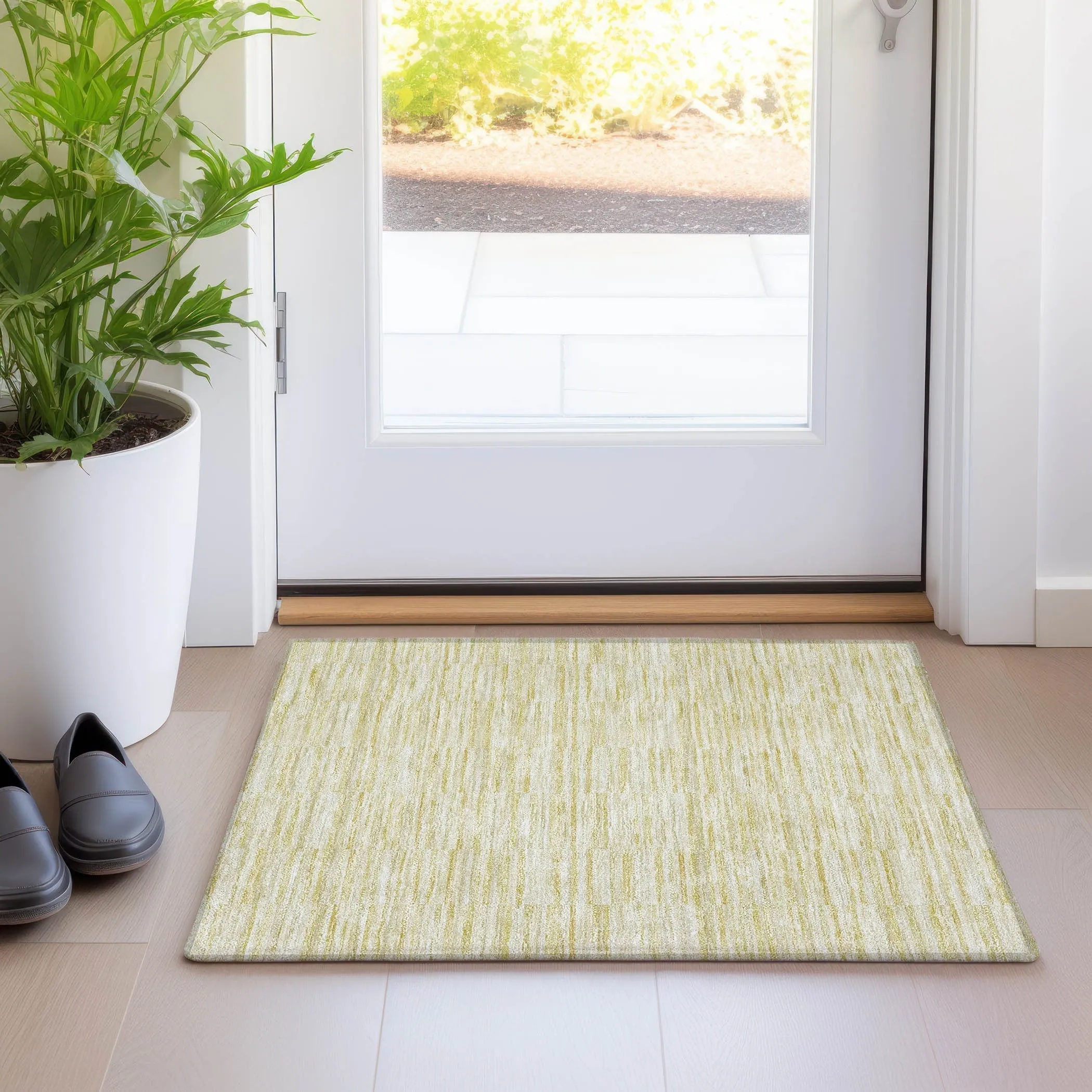 Machine Washable Indoor/ Outdoor Chantille Contemporary Blocks Rug