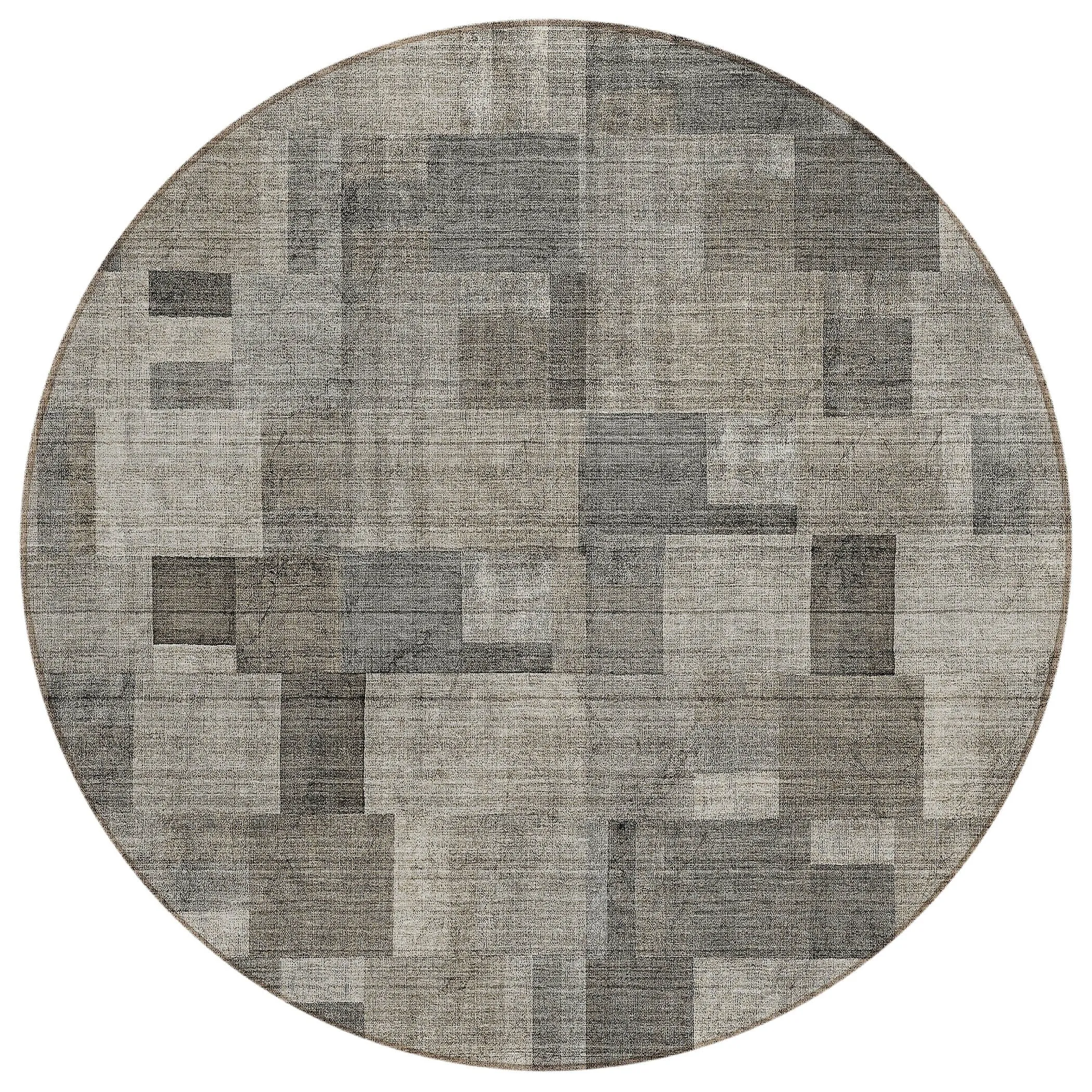 Machine Washable Indoor/ Outdoor Chantille Contemporary Blocks Rug