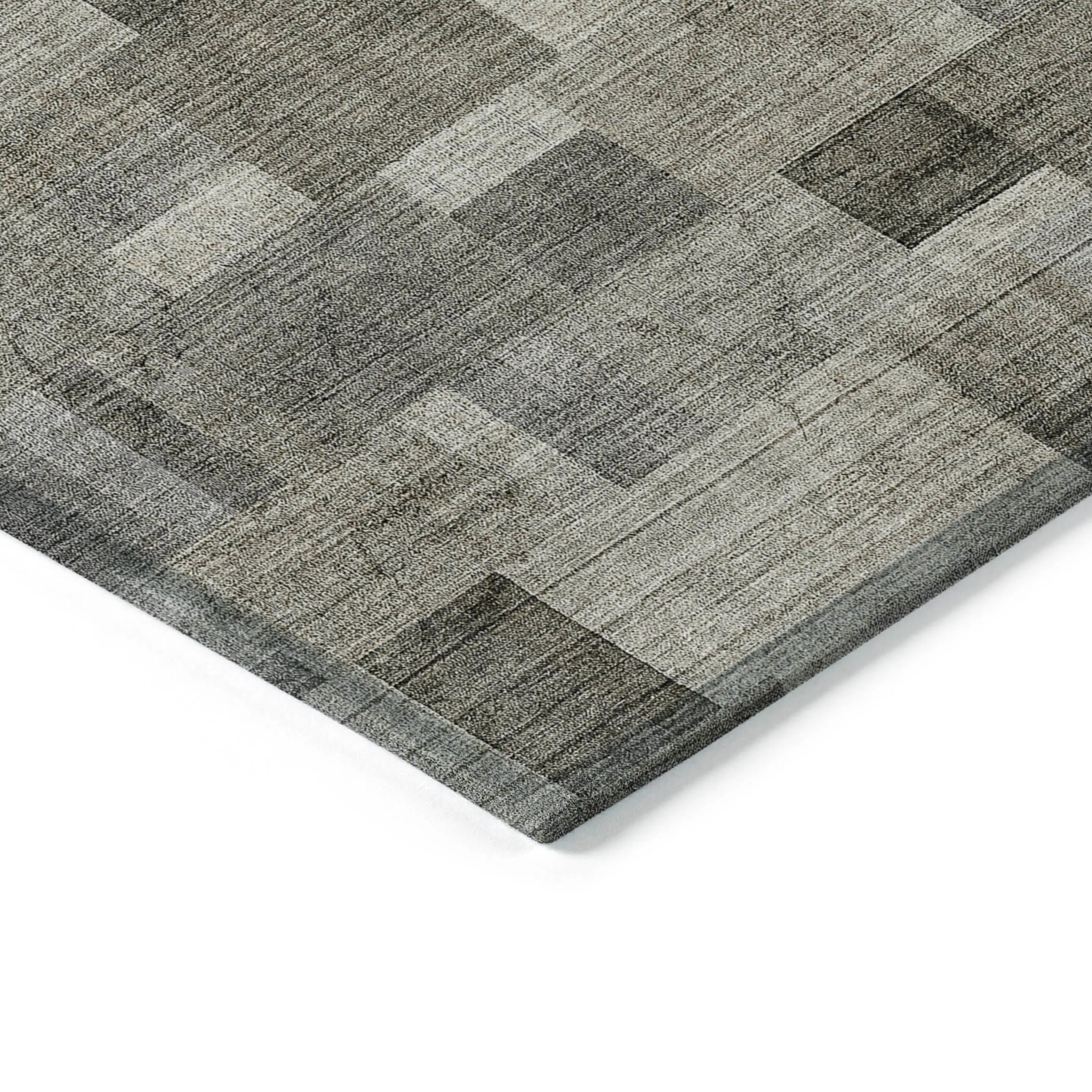Machine Washable Indoor/ Outdoor Chantille Contemporary Blocks Rug
