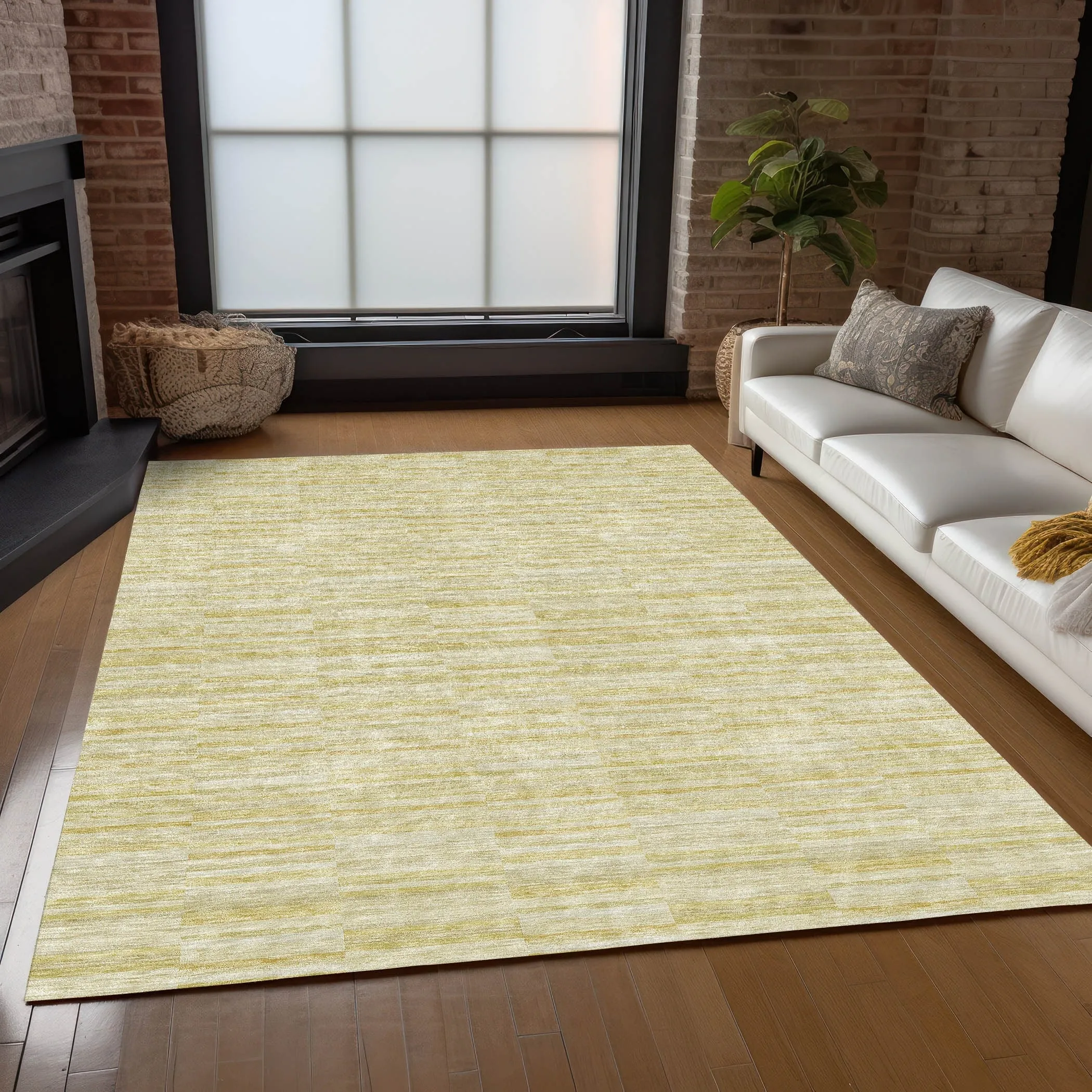 Machine Washable Indoor/ Outdoor Chantille Contemporary Blocks Rug