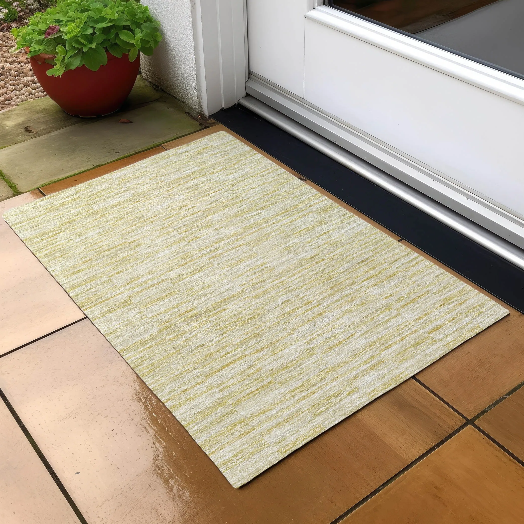 Machine Washable Indoor/ Outdoor Chantille Contemporary Blocks Rug