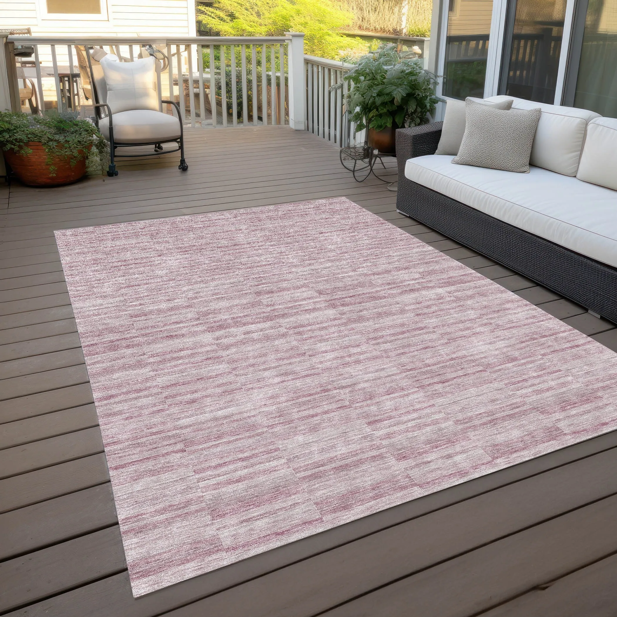 Machine Washable Indoor/ Outdoor Chantille Contemporary Blocks Rug