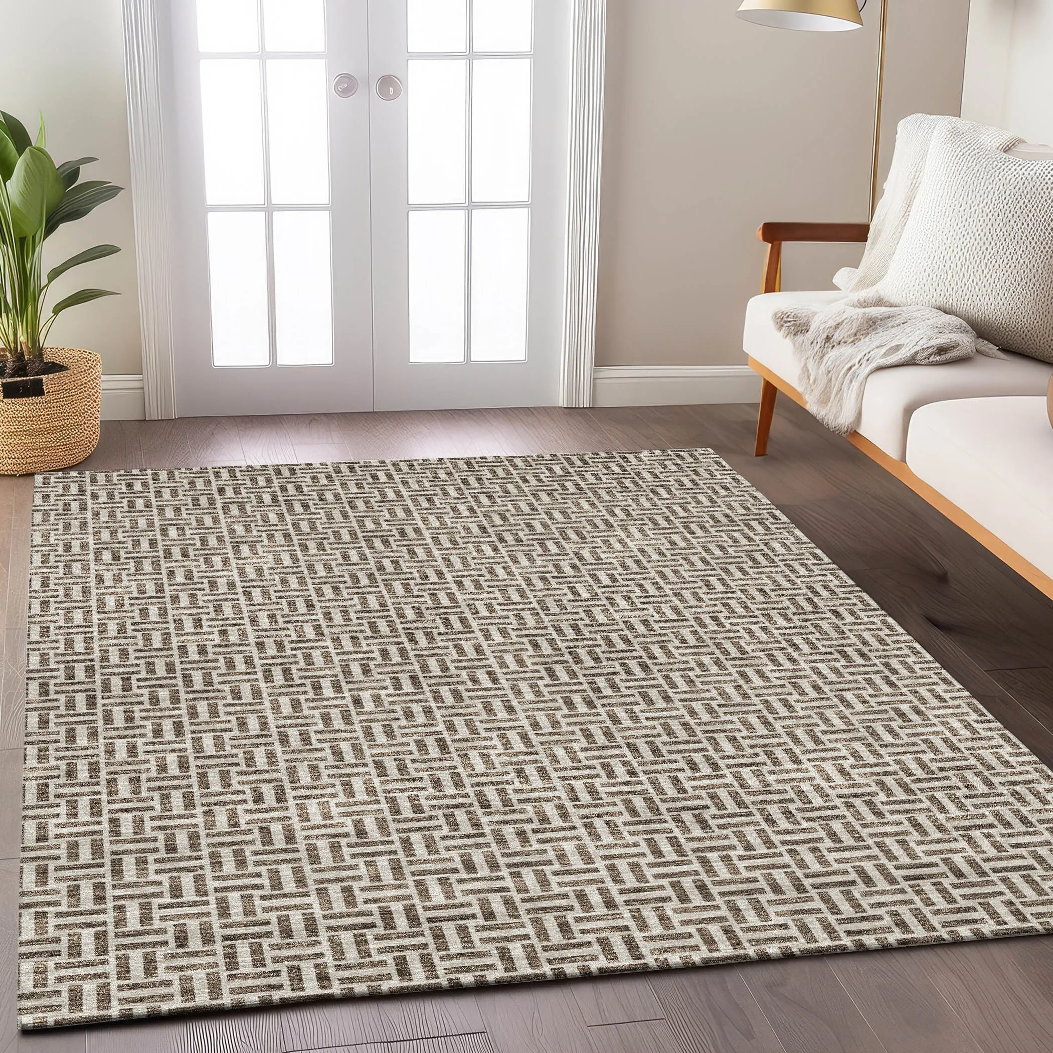 Machine Washable Indoor/ Outdoor Chantille Contemporary Casual Rug