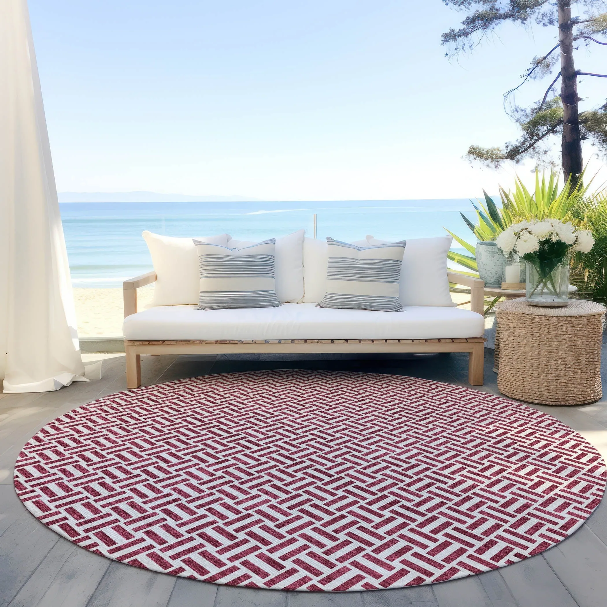 Machine Washable Indoor/ Outdoor Chantille Contemporary Casual Rug