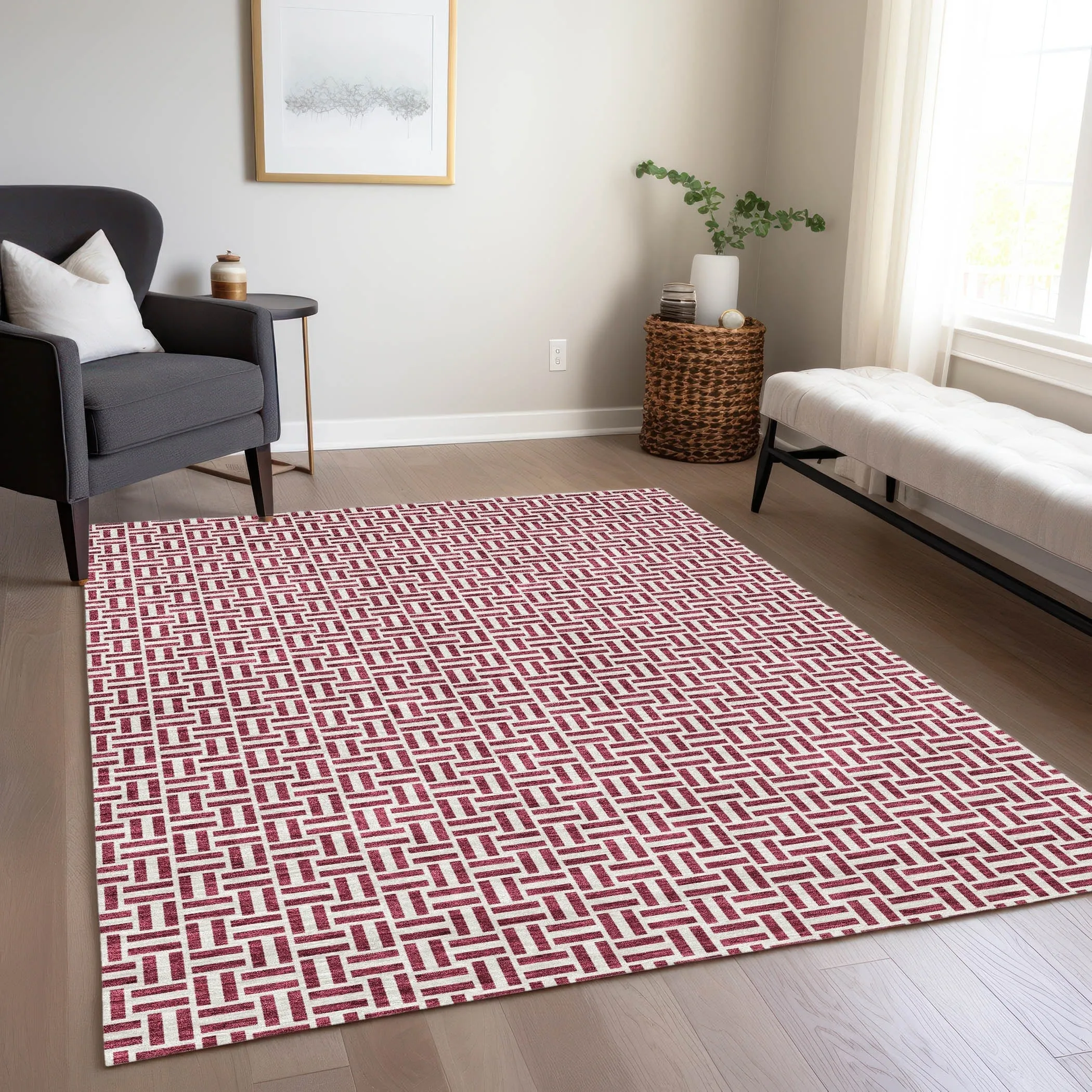 Machine Washable Indoor/ Outdoor Chantille Contemporary Casual Rug