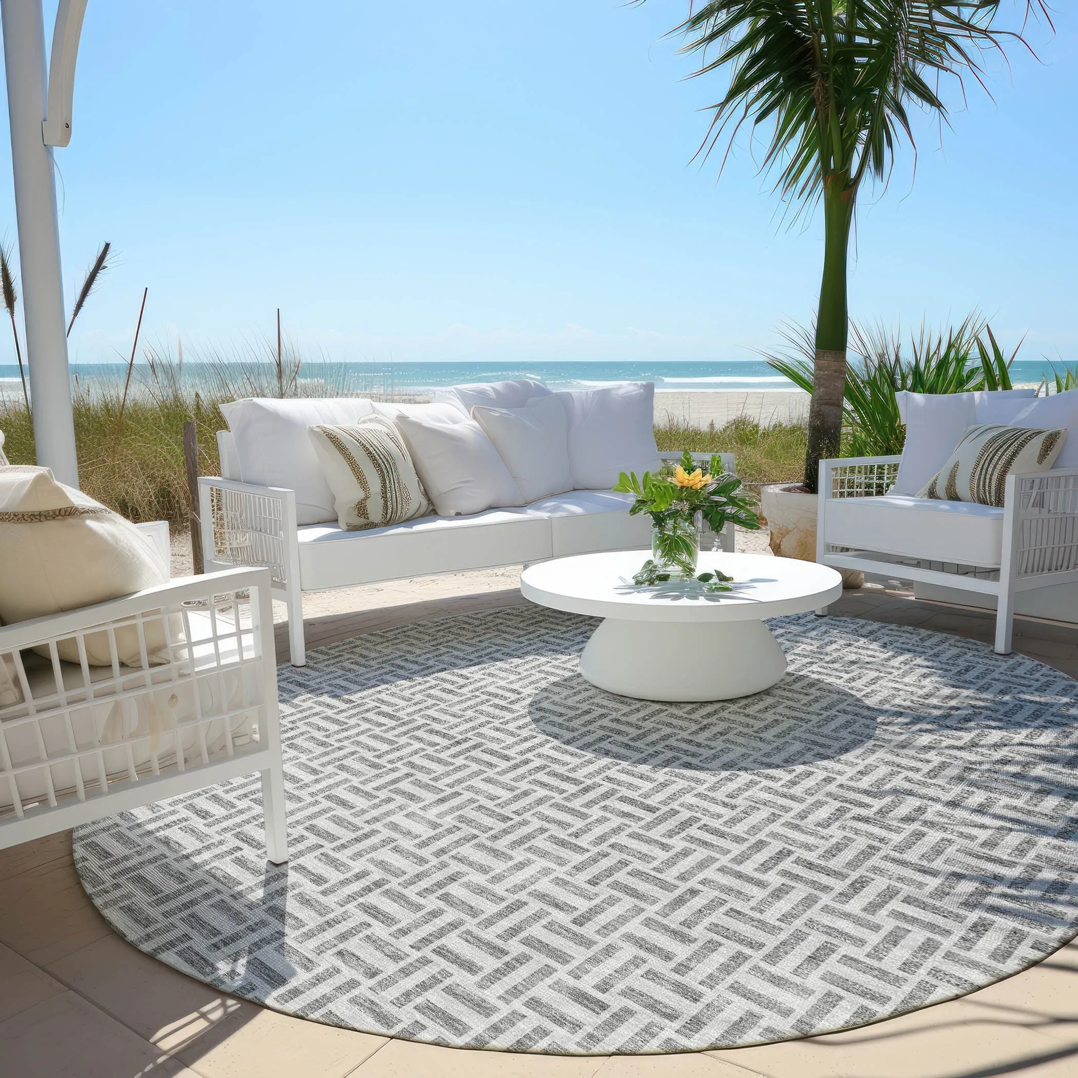 Machine Washable Indoor/ Outdoor Chantille Contemporary Casual Rug