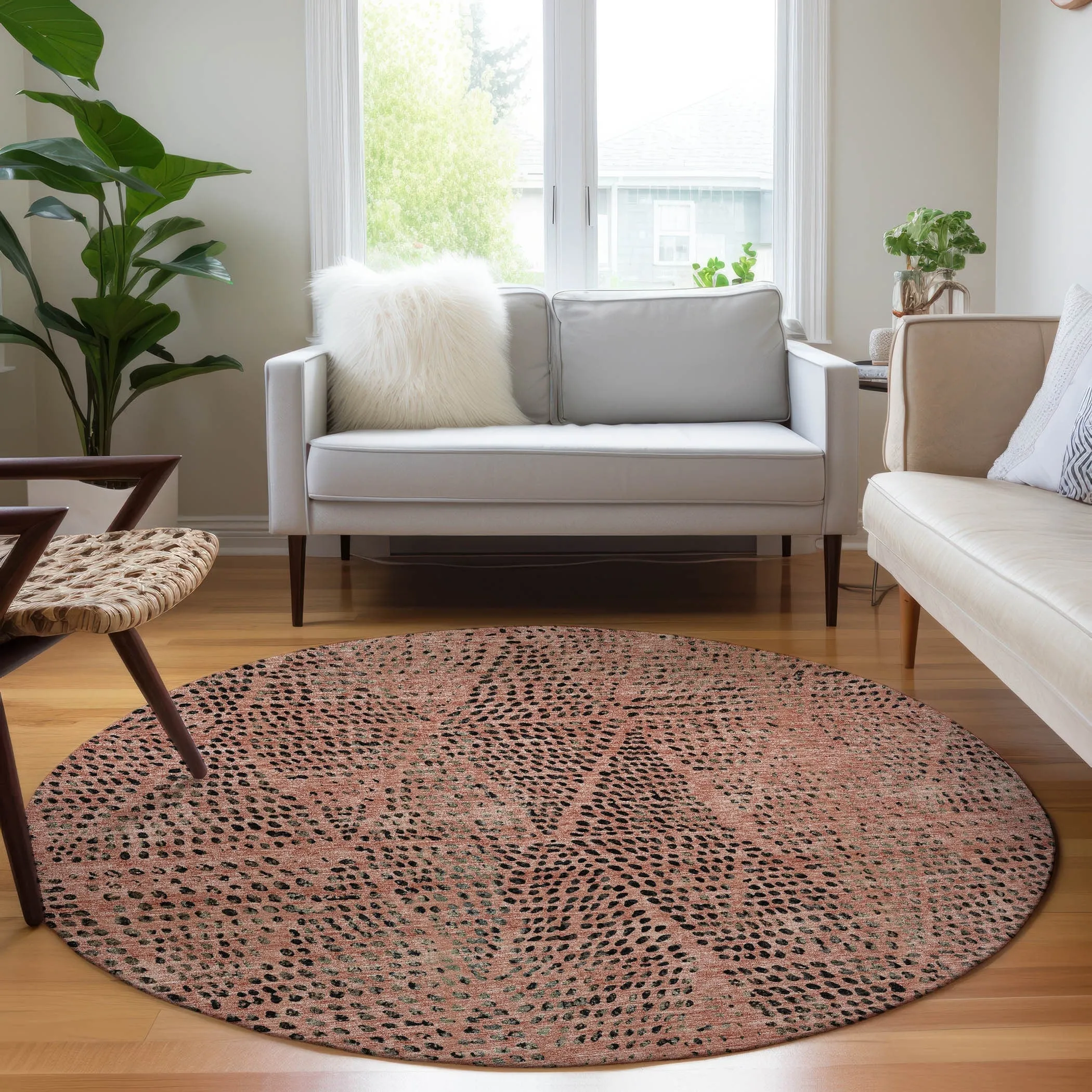 Machine Washable Indoor/ Outdoor Chantille Contemporary Diamonds Rug