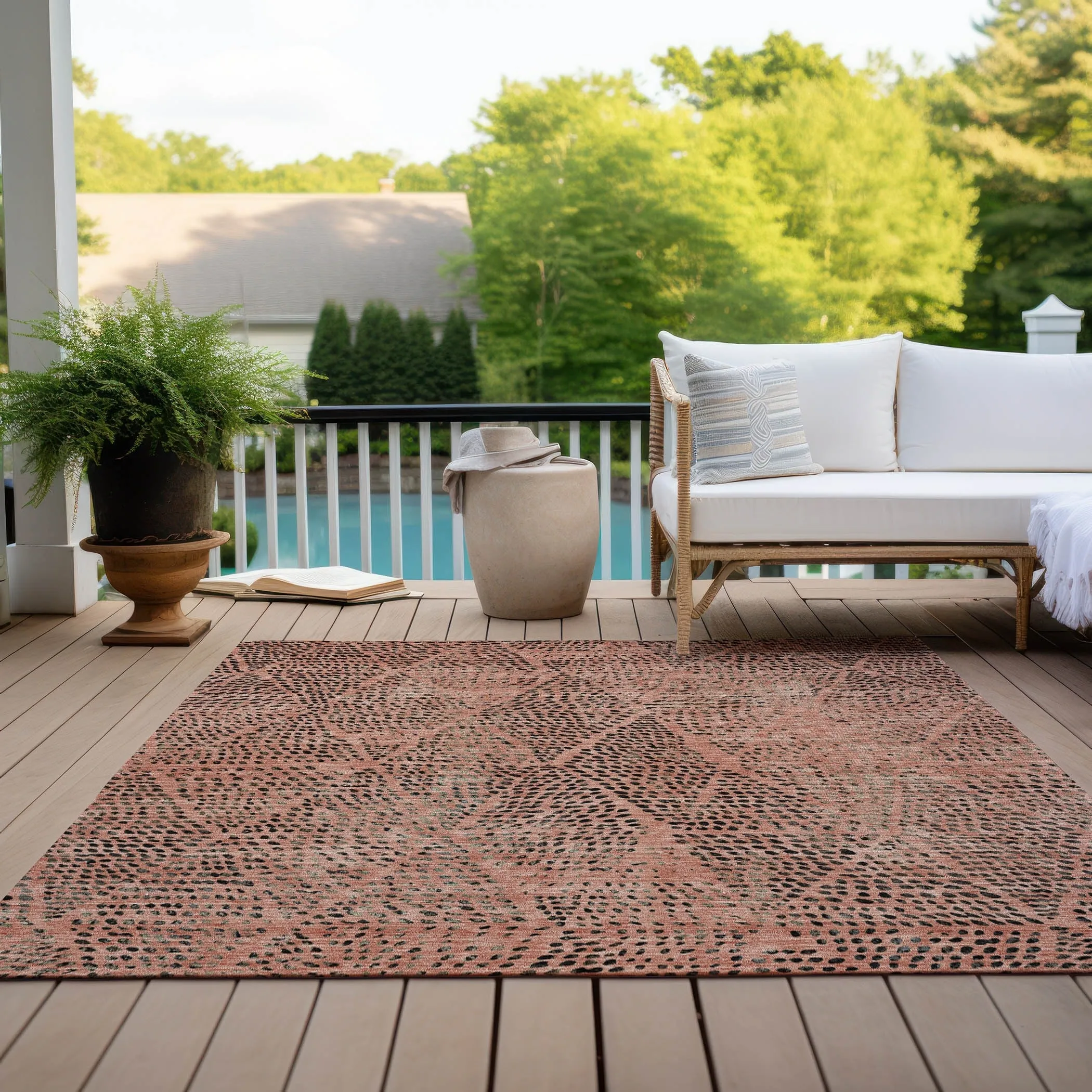 Machine Washable Indoor/ Outdoor Chantille Contemporary Diamonds Rug