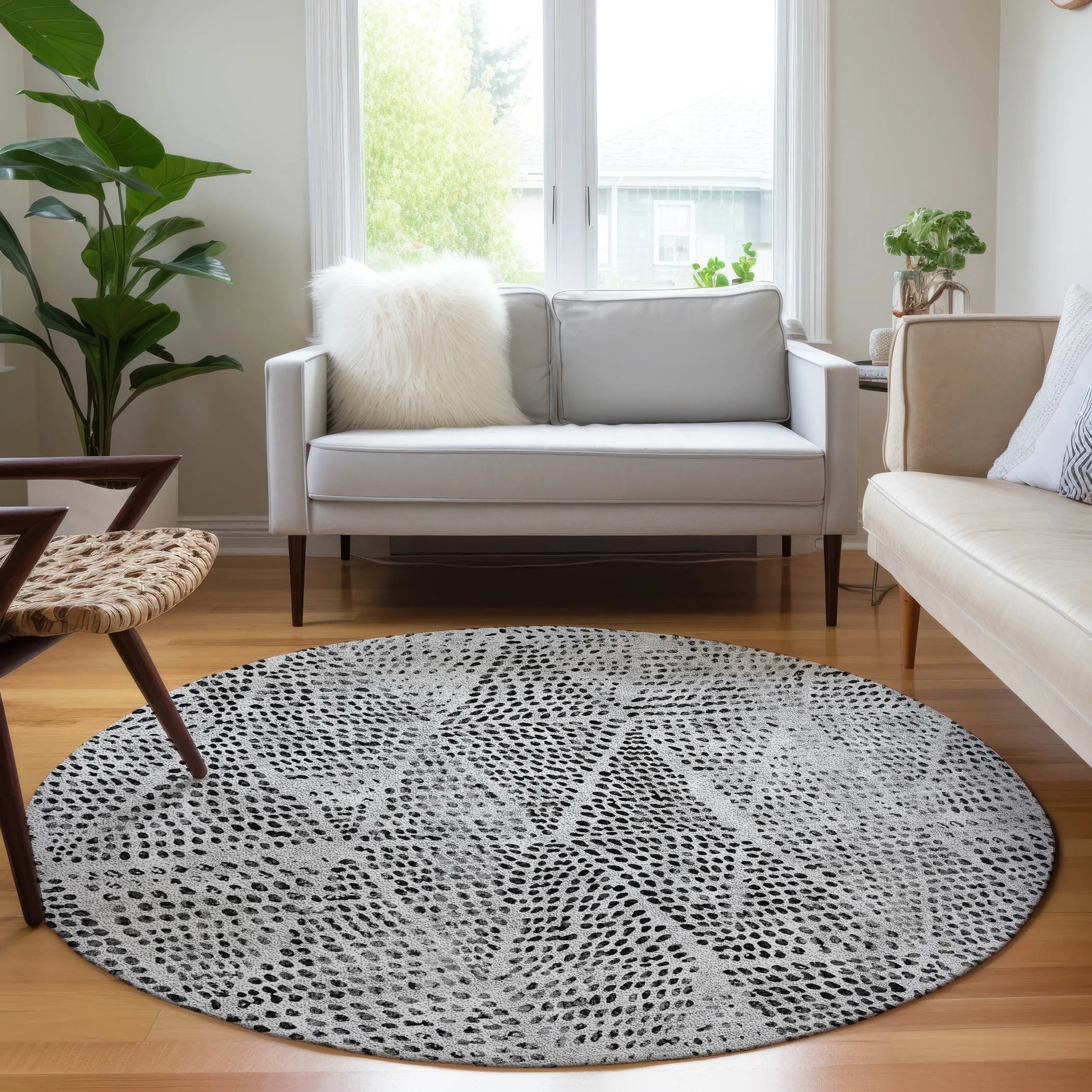Machine Washable Indoor/ Outdoor Chantille Contemporary Diamonds Rug