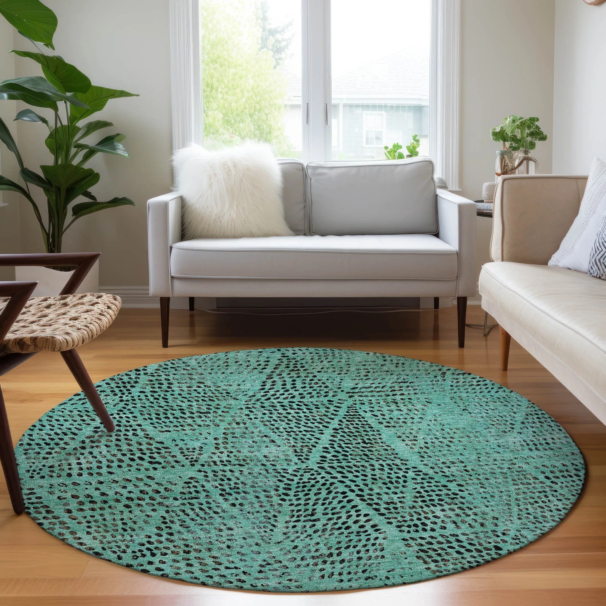 Machine Washable Indoor/ Outdoor Chantille Contemporary Diamonds Rug