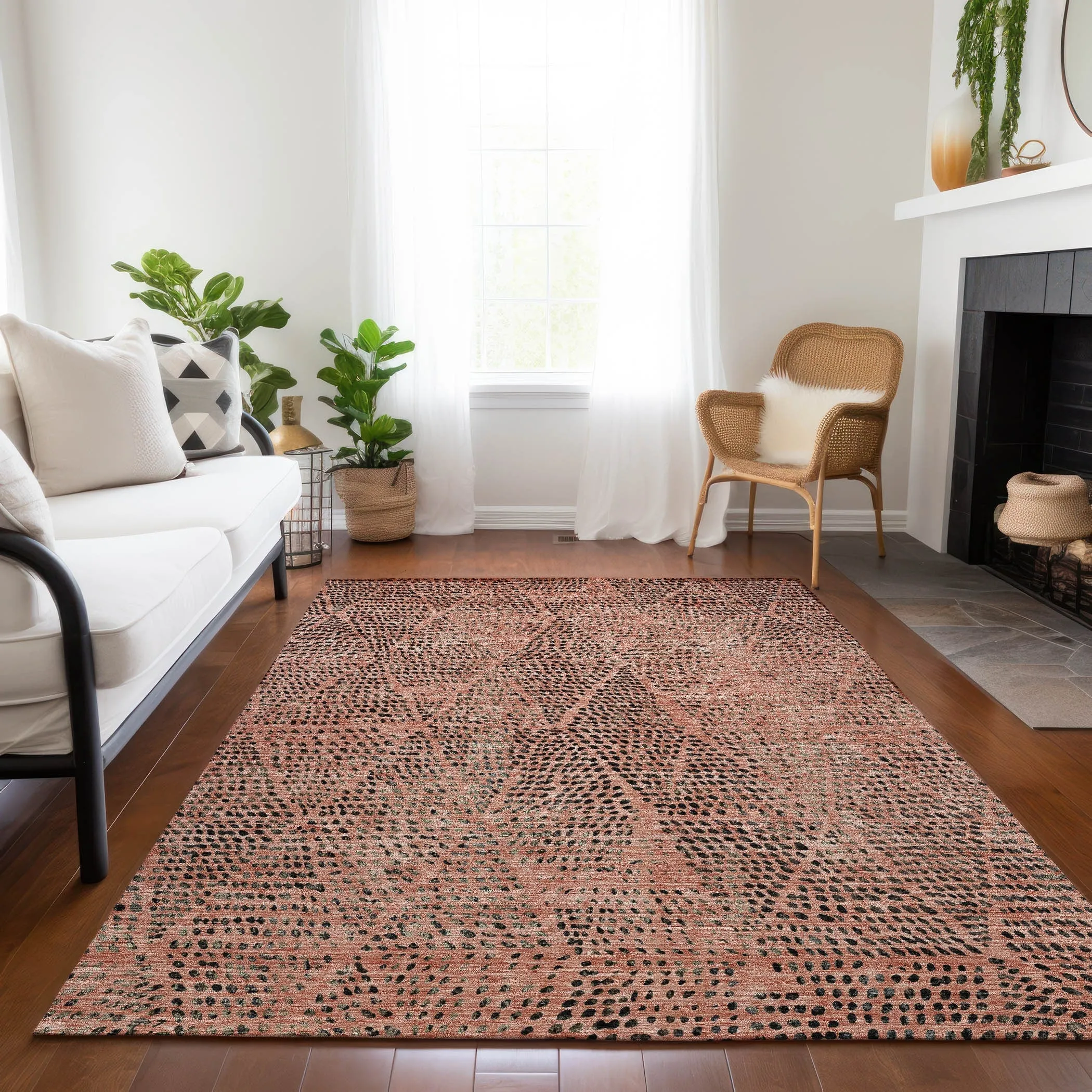 Machine Washable Indoor/ Outdoor Chantille Contemporary Diamonds Rug