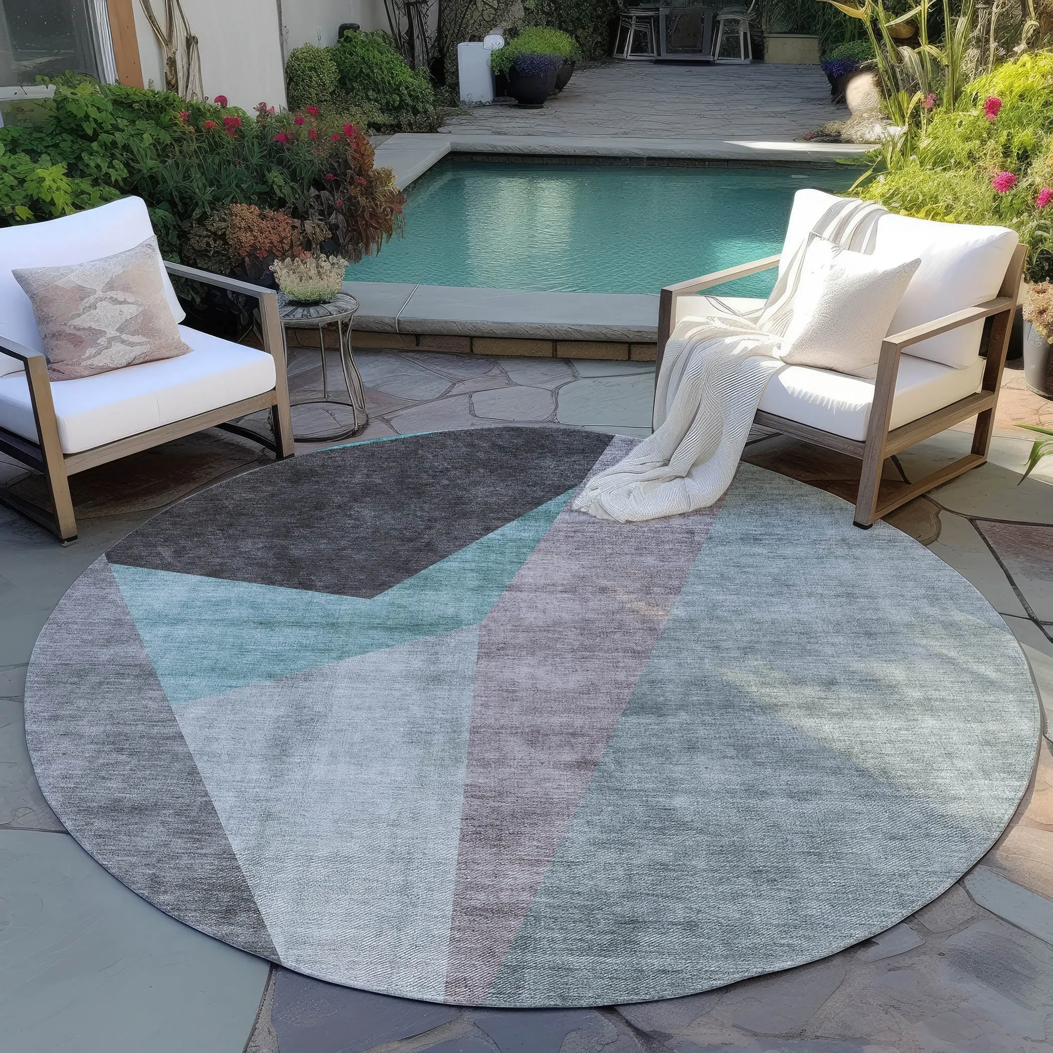 Machine Washable Indoor/ Outdoor Chantille Contemporary Dimensions Rug