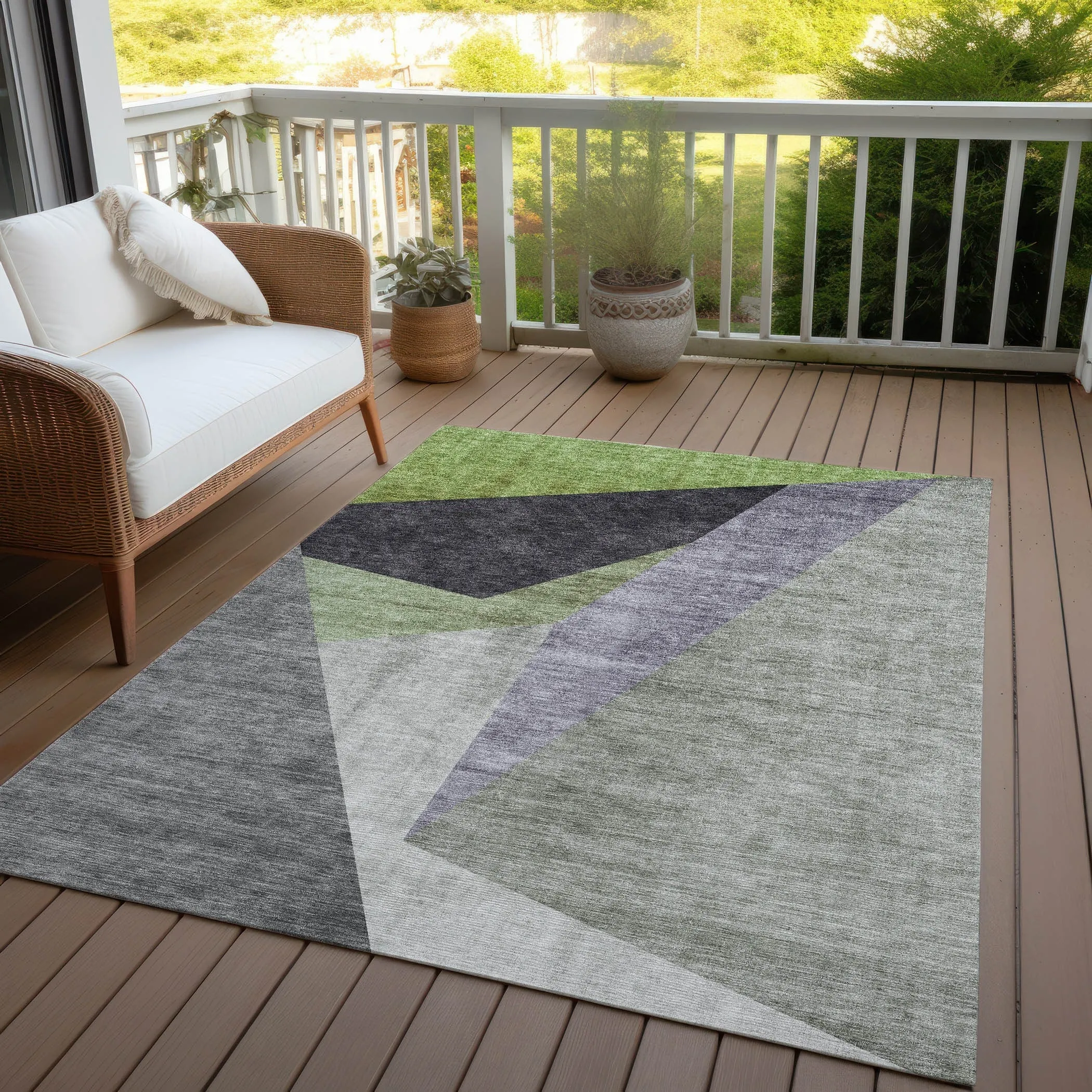Machine Washable Indoor/ Outdoor Chantille Contemporary Dimensions Rug