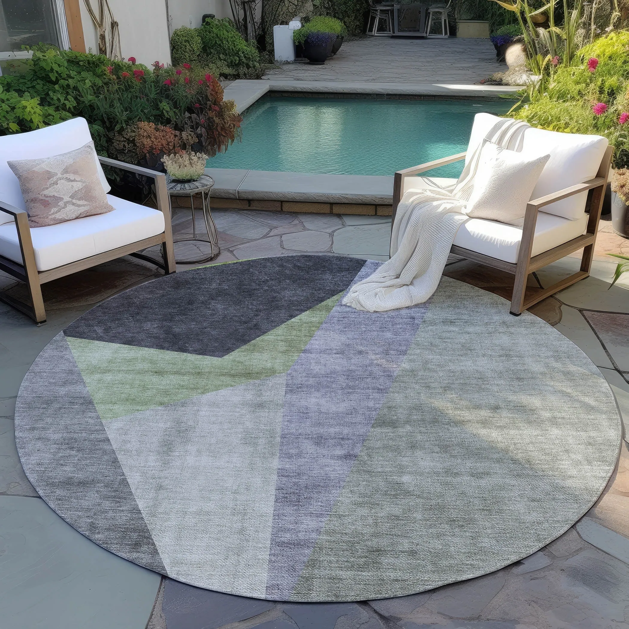 Machine Washable Indoor/ Outdoor Chantille Contemporary Dimensions Rug