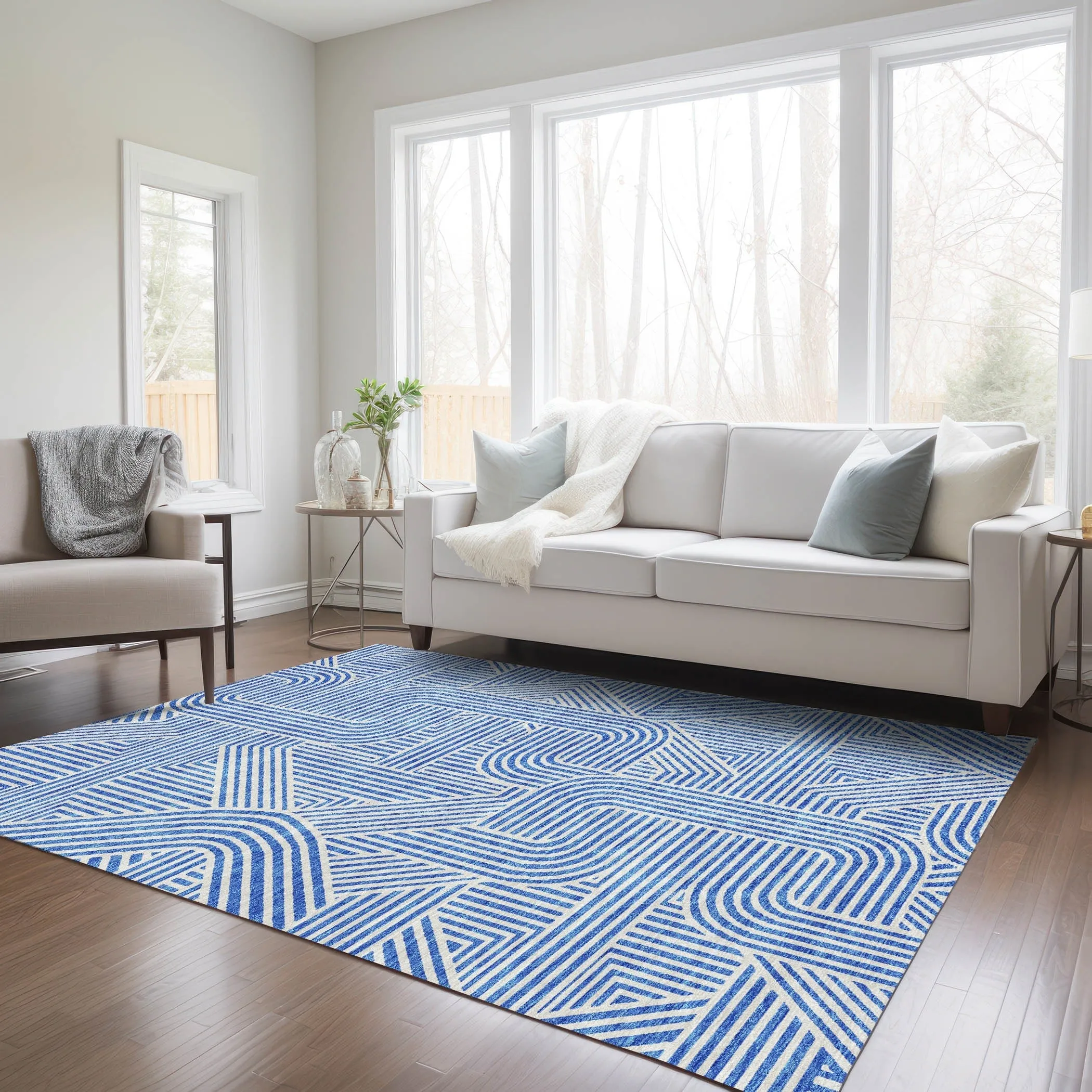 Machine Washable Indoor/ Outdoor Chantille Contemporary Geo Rug