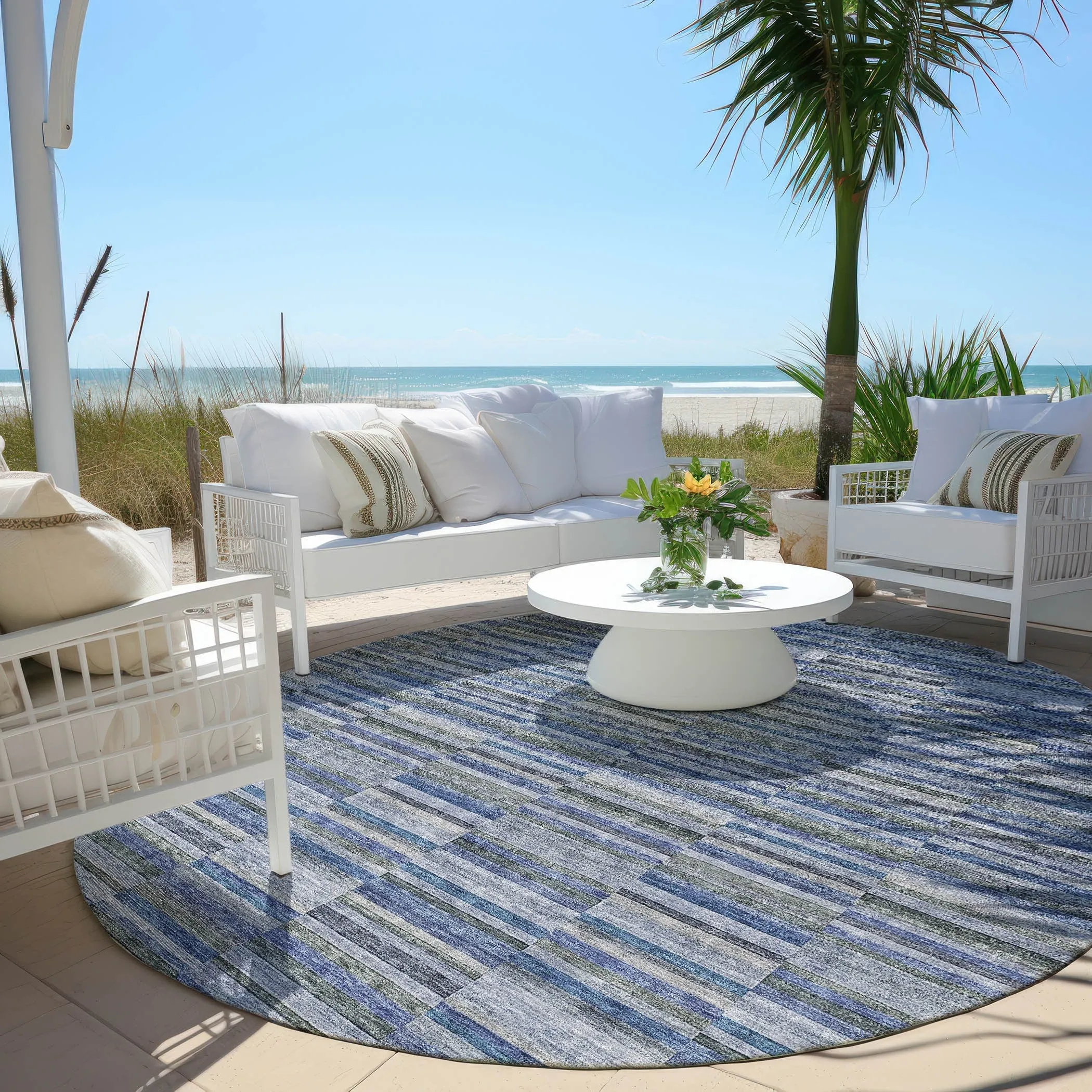 Machine Washable Indoor/ Outdoor Chantille Contemporary Geo Rug