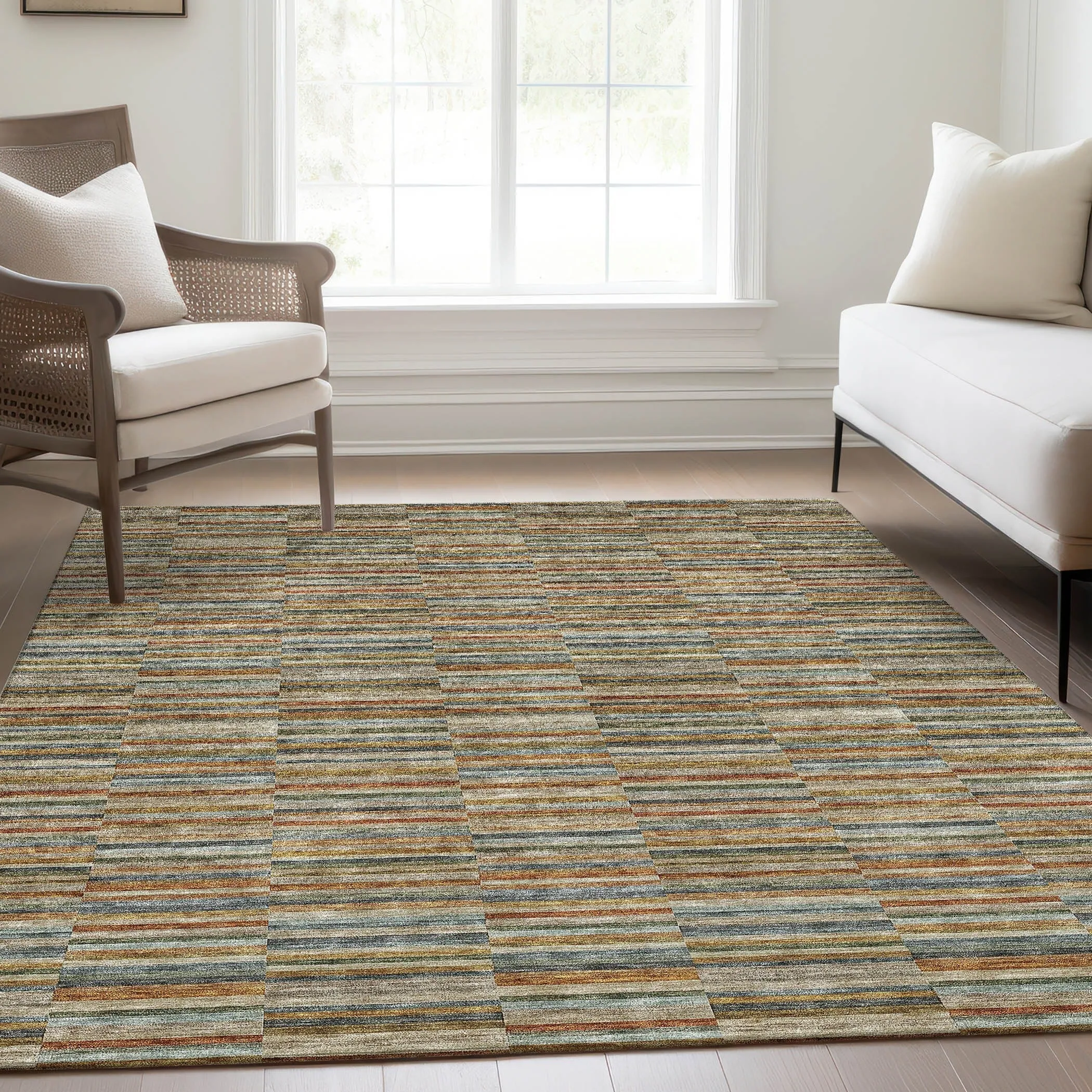 Machine Washable Indoor/ Outdoor Chantille Contemporary Geo Rug