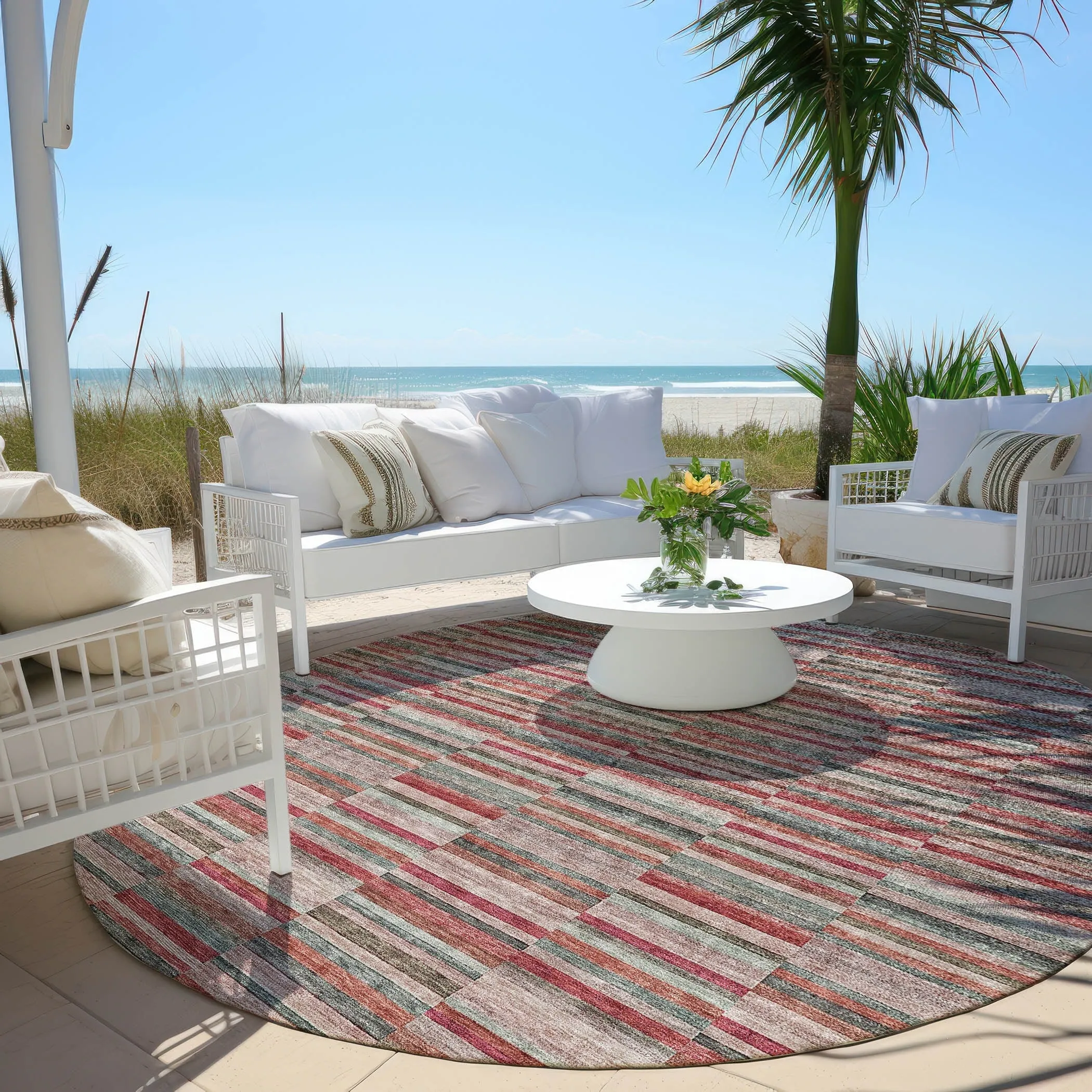 Machine Washable Indoor/ Outdoor Chantille Contemporary Geo Rug