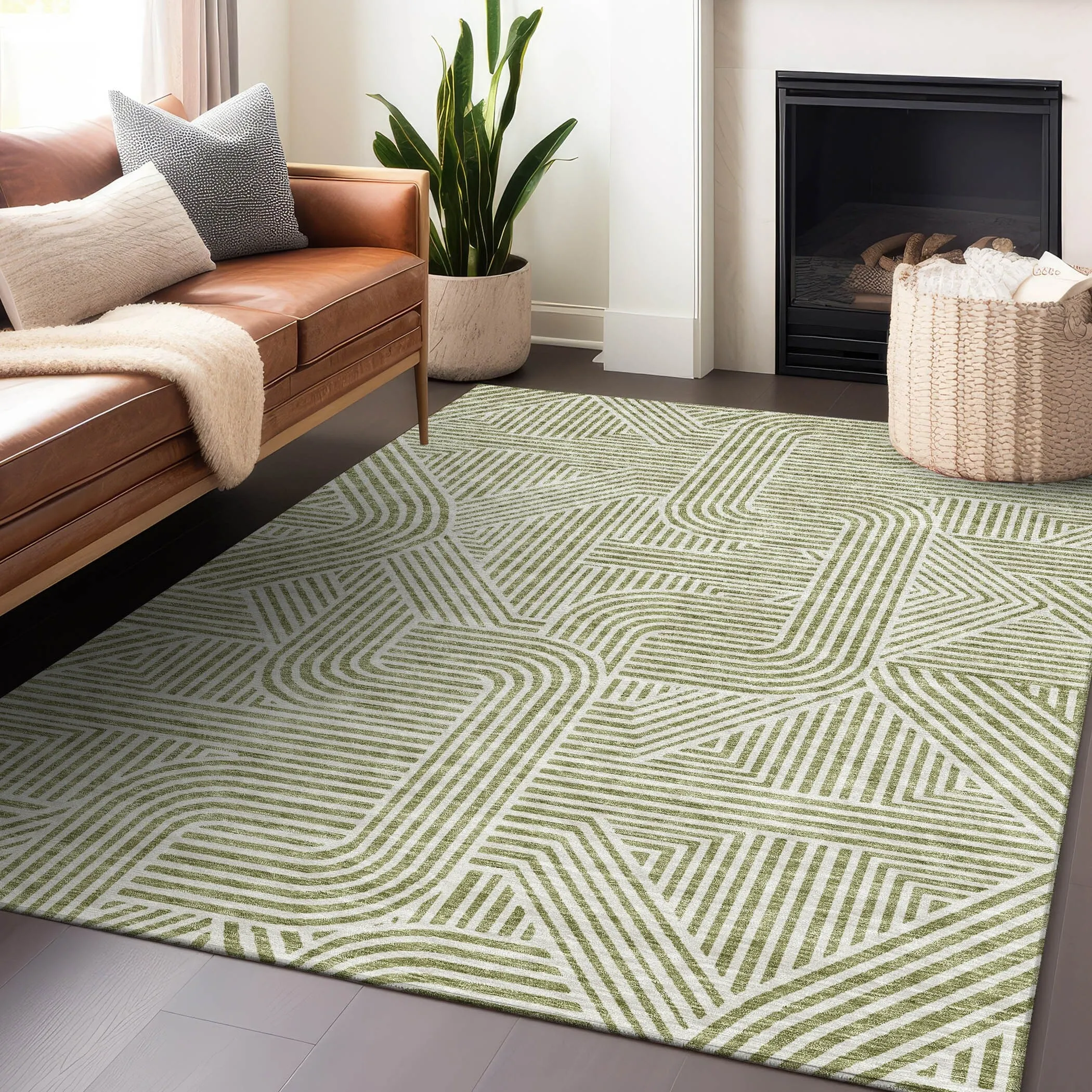 Machine Washable Indoor/ Outdoor Chantille Contemporary Geo Rug