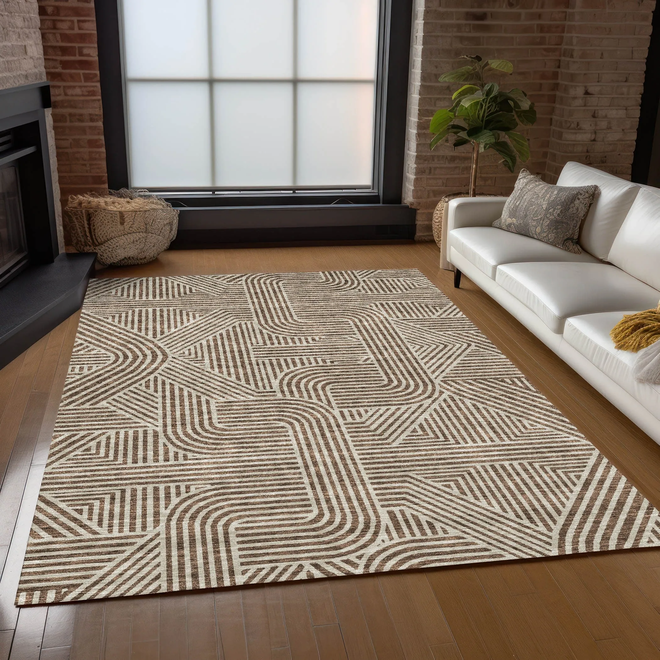 Machine Washable Indoor/ Outdoor Chantille Contemporary Geo Rug