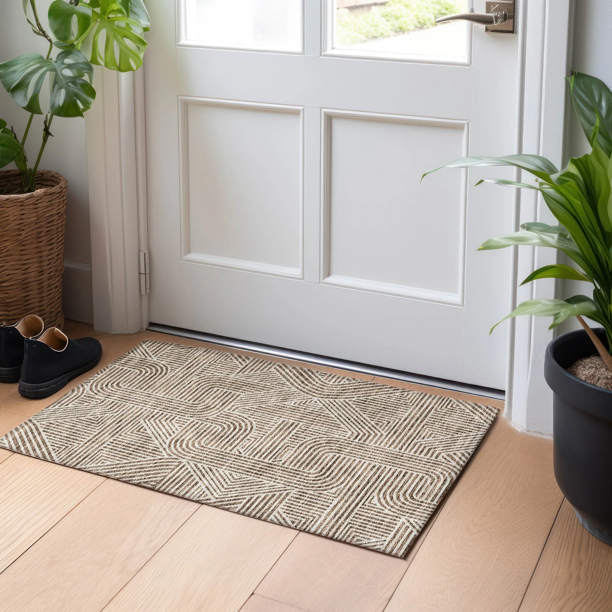 Machine Washable Indoor/ Outdoor Chantille Contemporary Geo Rug