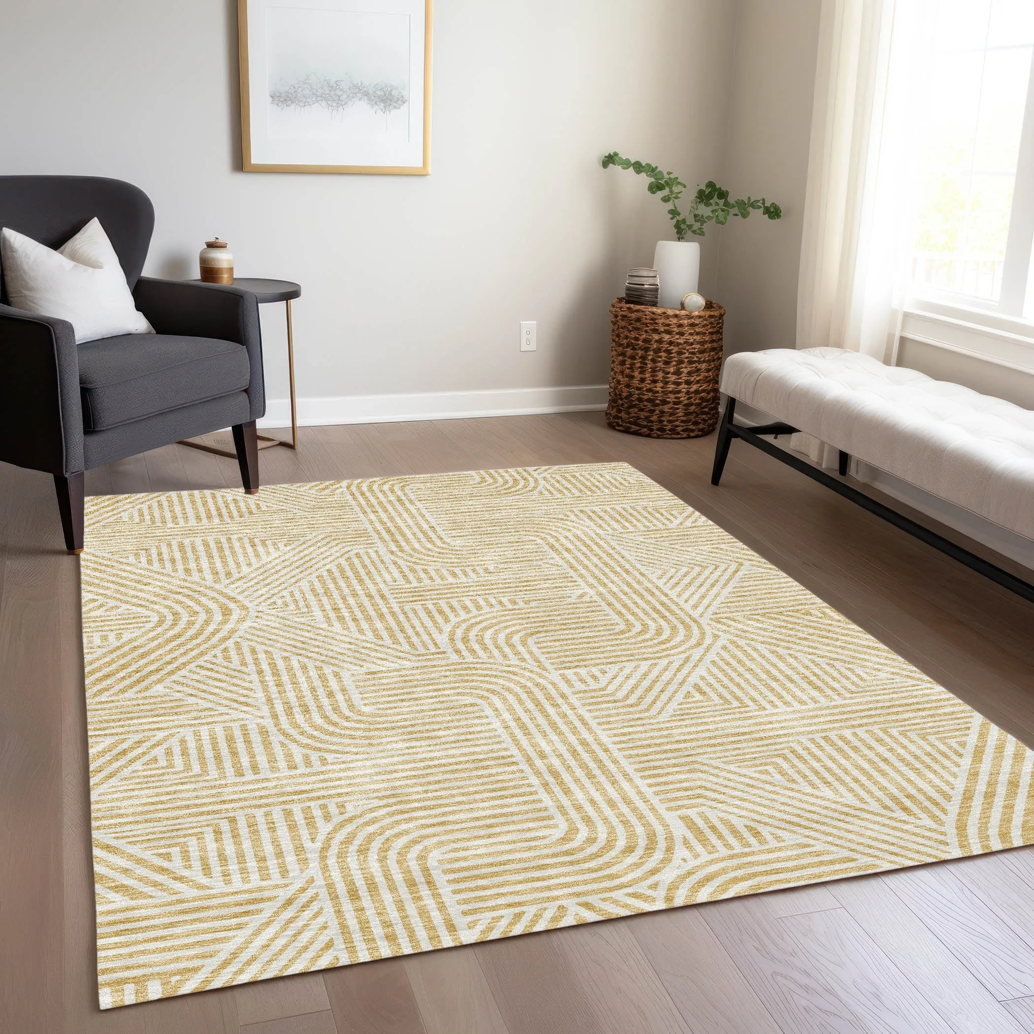 Machine Washable Indoor/ Outdoor Chantille Contemporary Geo Rug