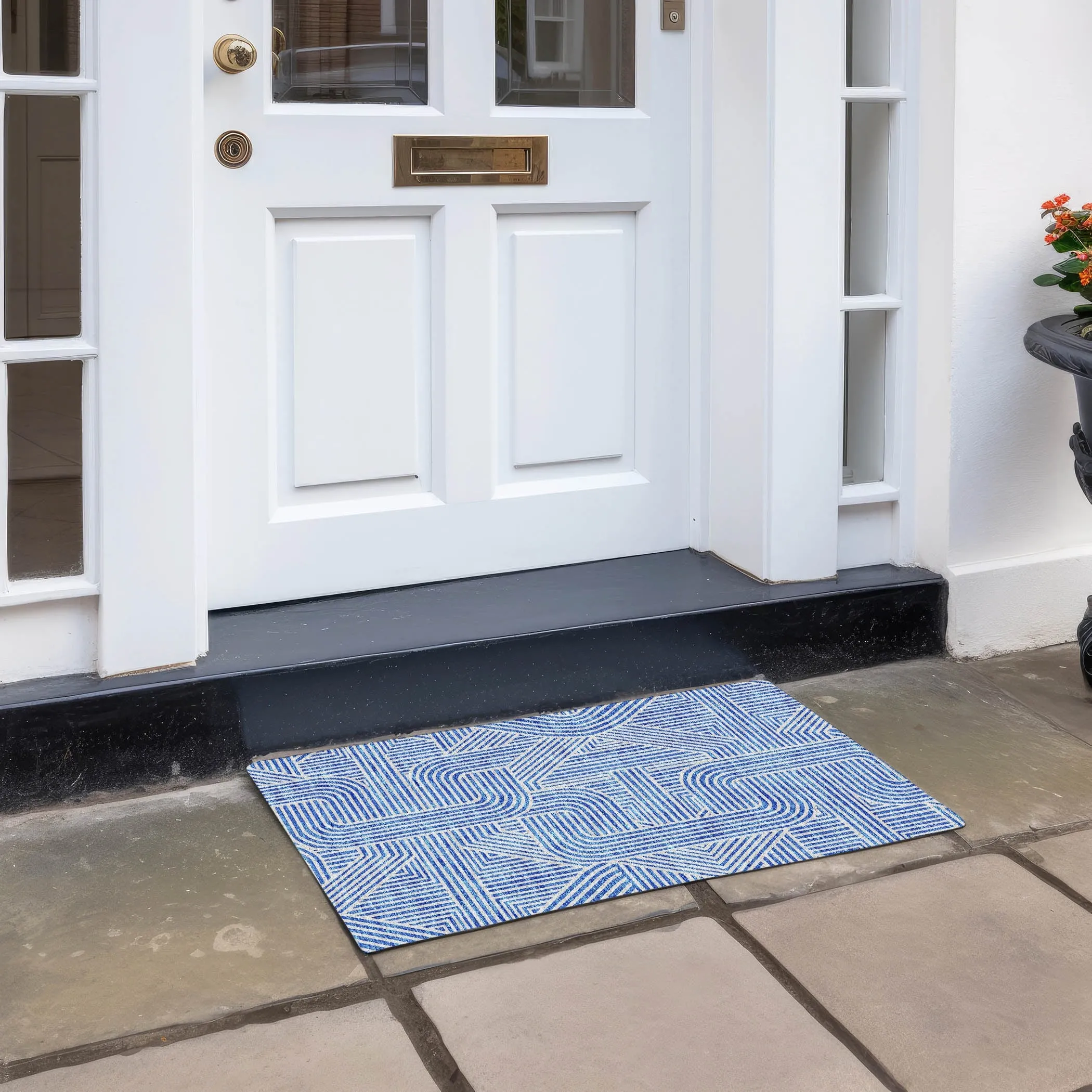 Machine Washable Indoor/ Outdoor Chantille Contemporary Geo Rug