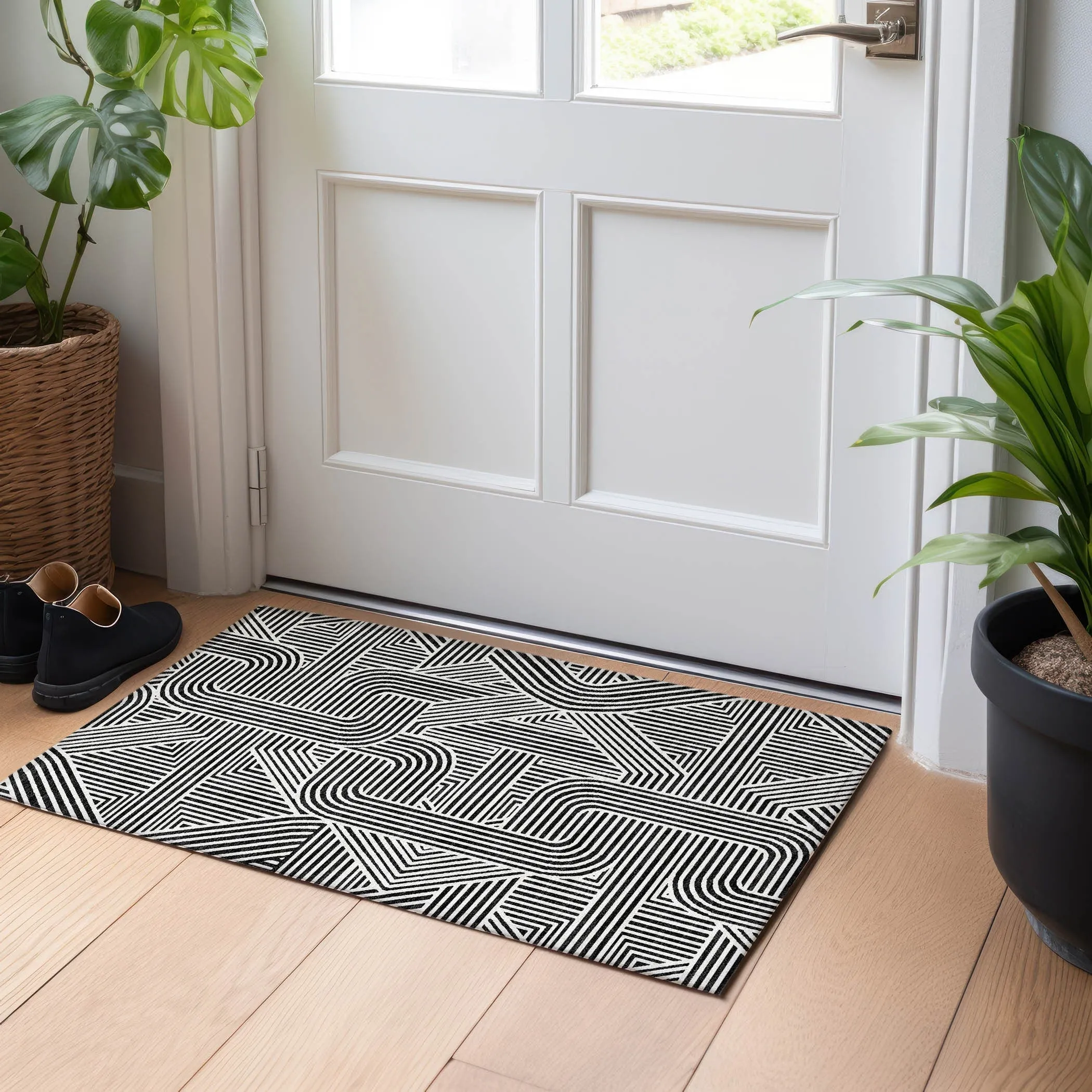 Machine Washable Indoor/ Outdoor Chantille Contemporary Geo Rug