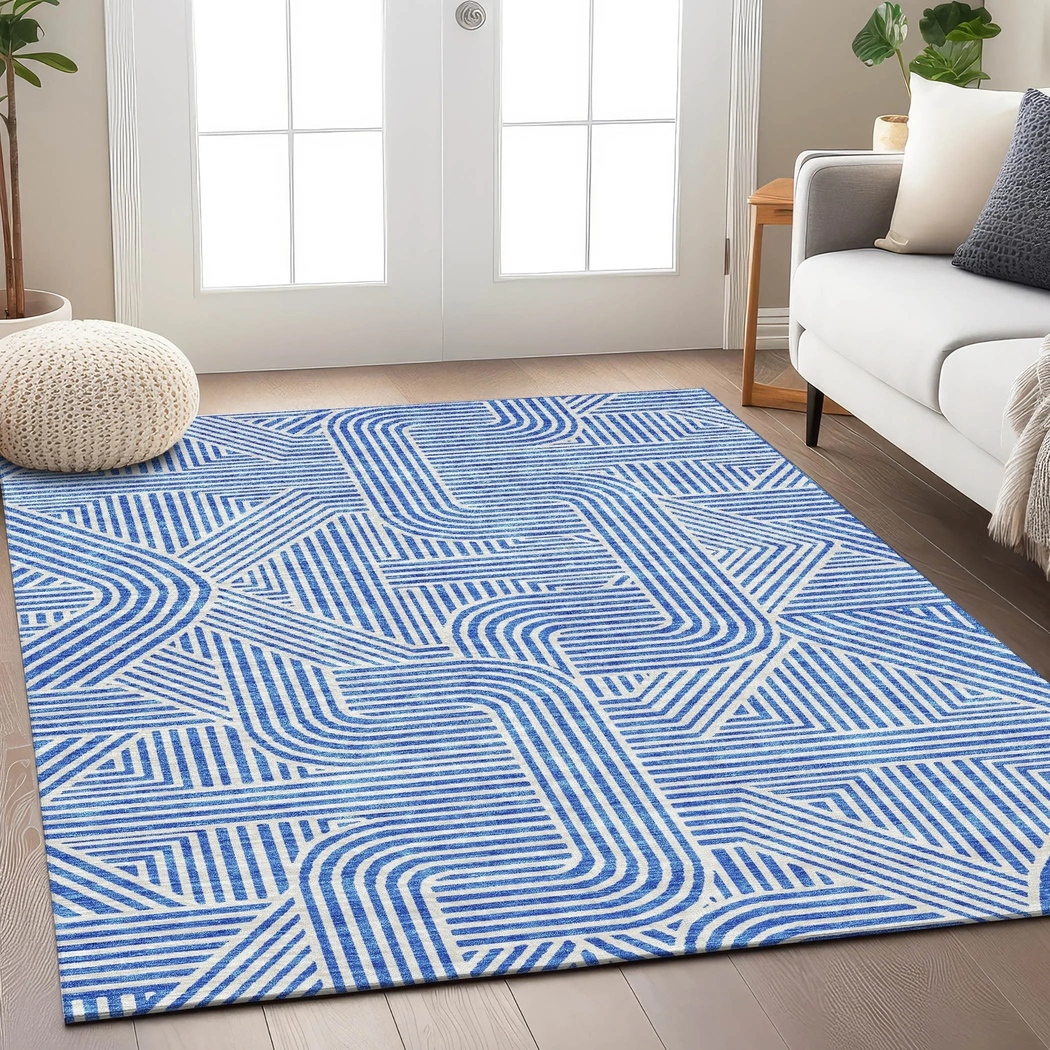 Machine Washable Indoor/ Outdoor Chantille Contemporary Geo Rug