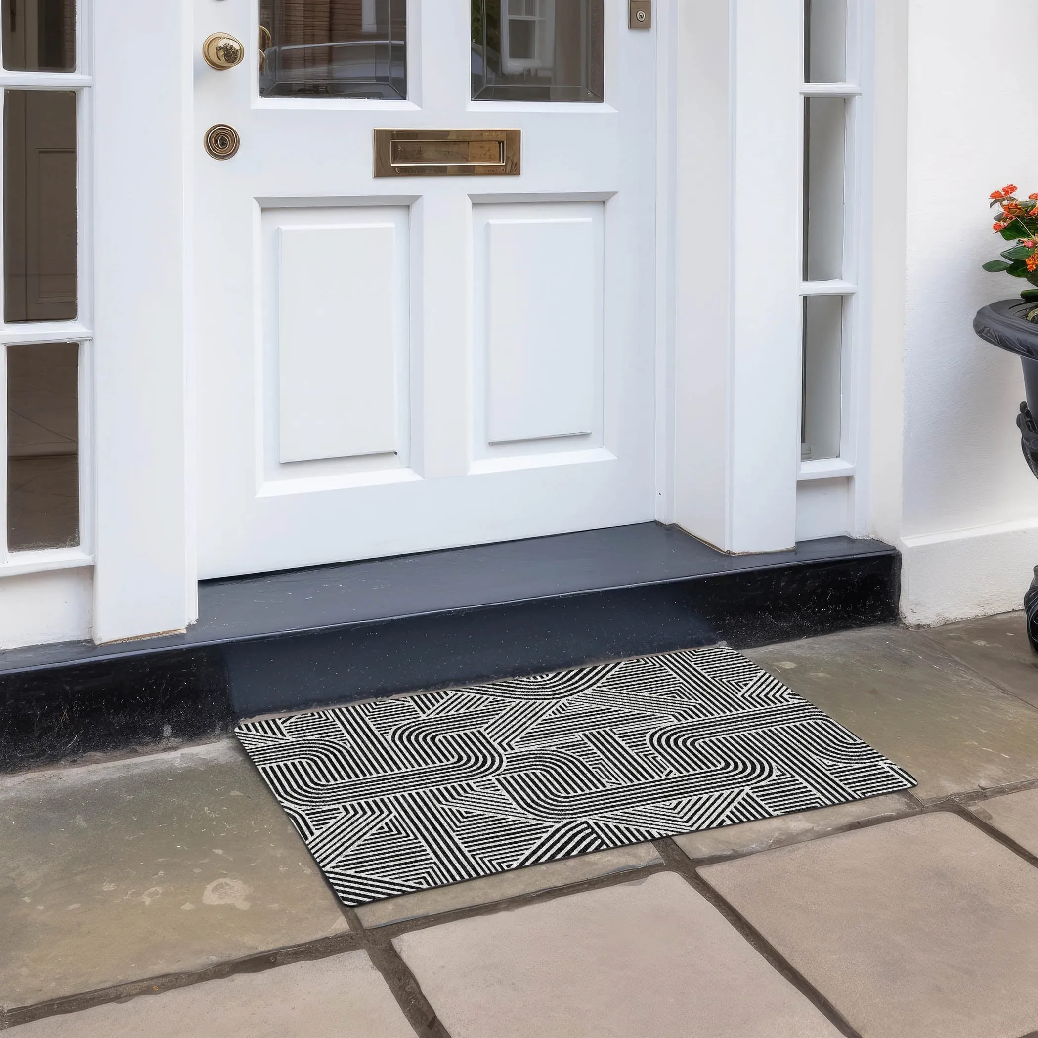 Machine Washable Indoor/ Outdoor Chantille Contemporary Geo Rug